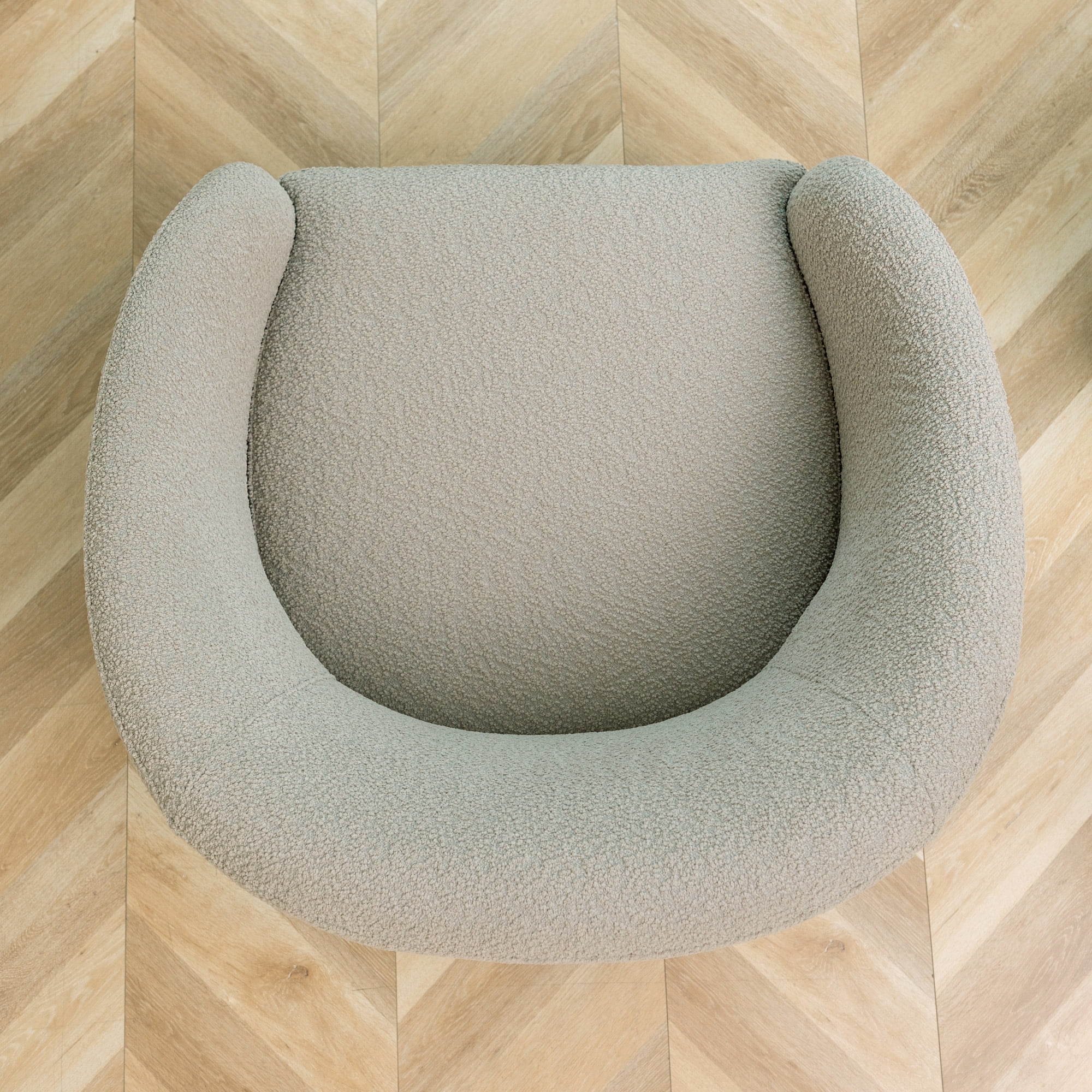 KINWELL Boucle Upholstered Swivel Barrel Chair