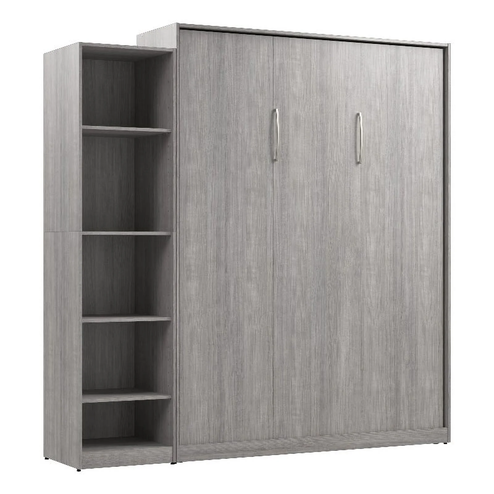Bestar USA Claremont Wood Queen Murphy Bed with Closet Organizer in Gray