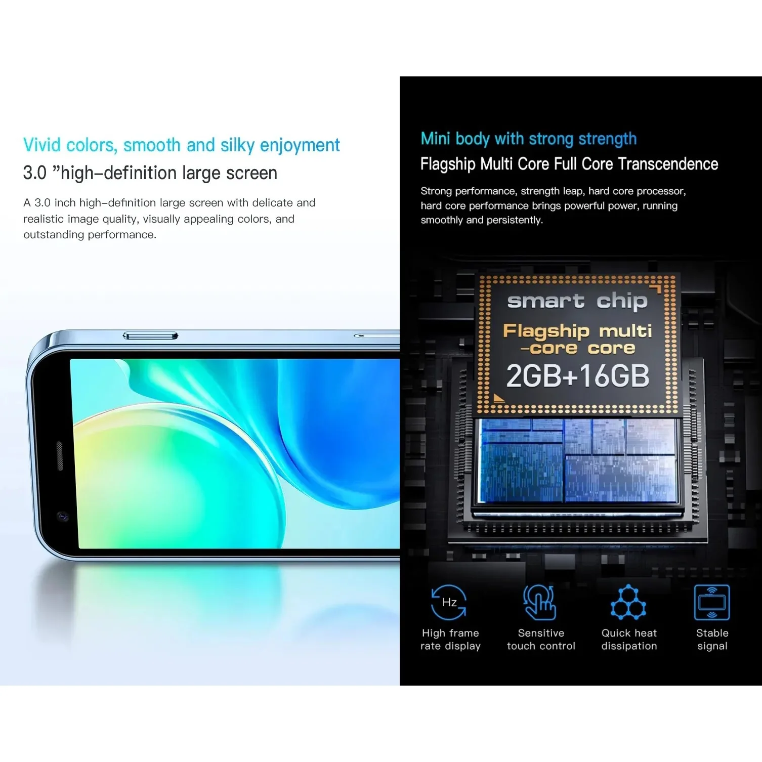 SOYES XS15 Ultra-thin 3.0Inch Small Phone 2GB+16GB Android 8.1 Dual SIM Standby 3G Mini Smartphone 1000mAh Wifi GPS Mobile Phone