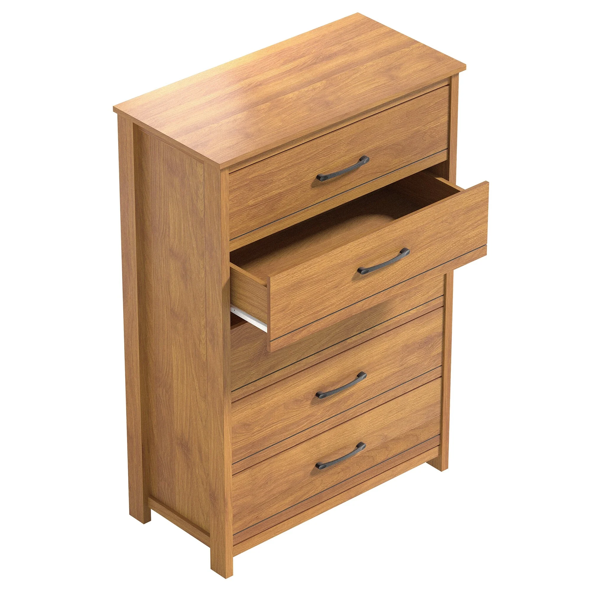 GALANO  Kellie 5 Drawers Chest of Drawer 47.7 in. x 31.5 in. x 15.7 in. Amber Walnut