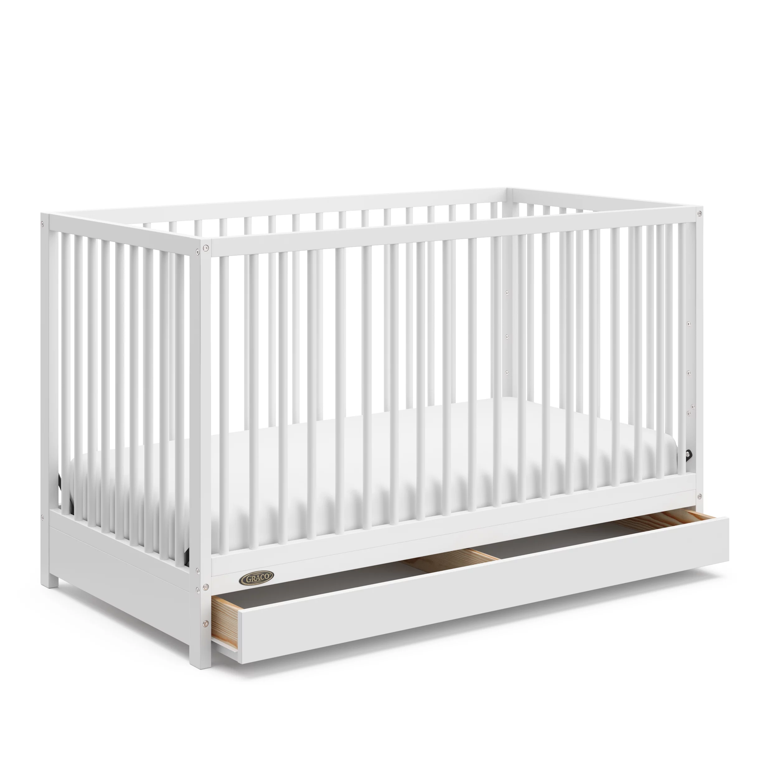 Graco Teddi 5-in-1 Convertible Baby Crib with Drawer, White