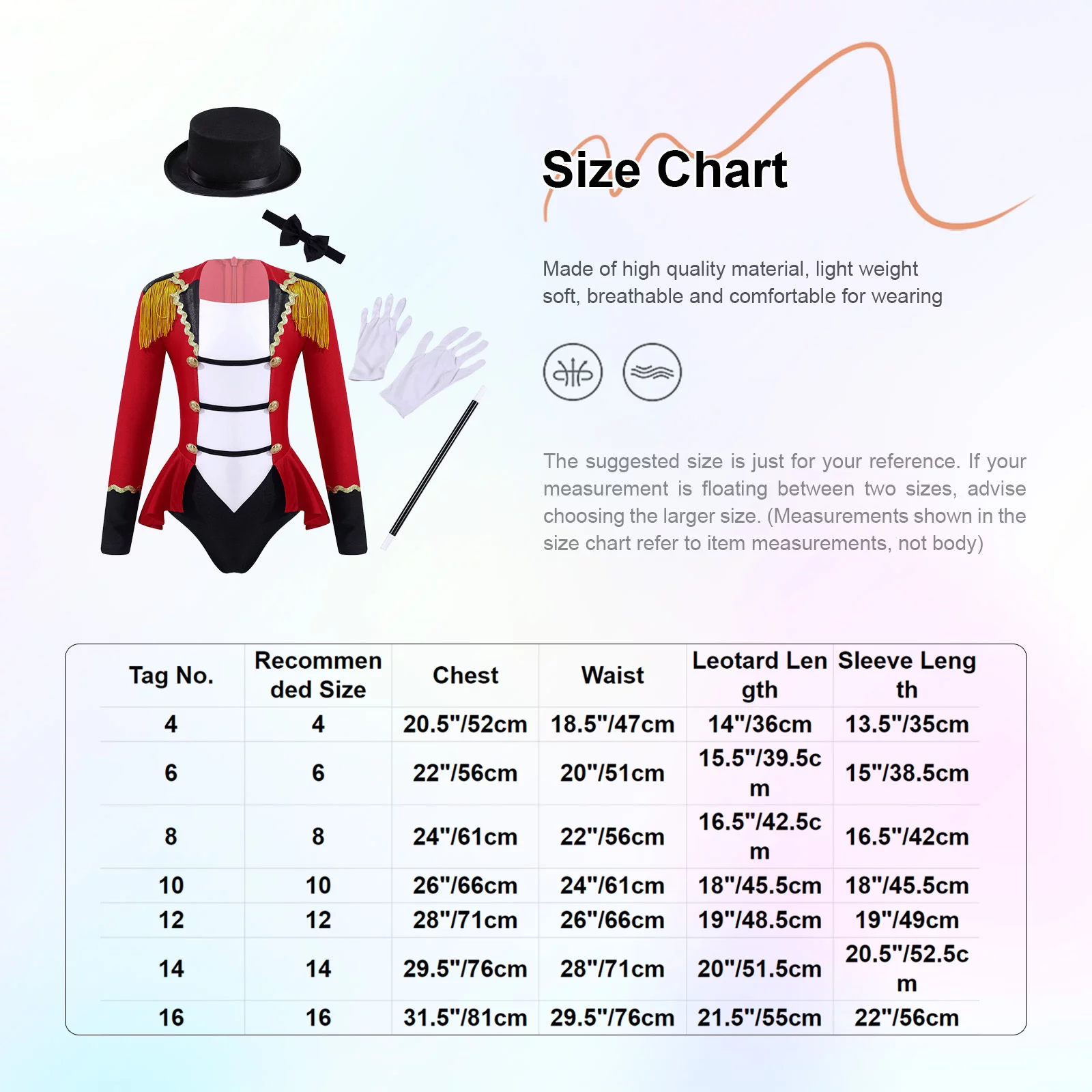 TiaoBug KIds Girls Ringmaster Circus Costume Long Sleeve Tassel Tailcoat Leotard Bodysuit with Bow Tie Hat Magic Wand Gloves Red 10