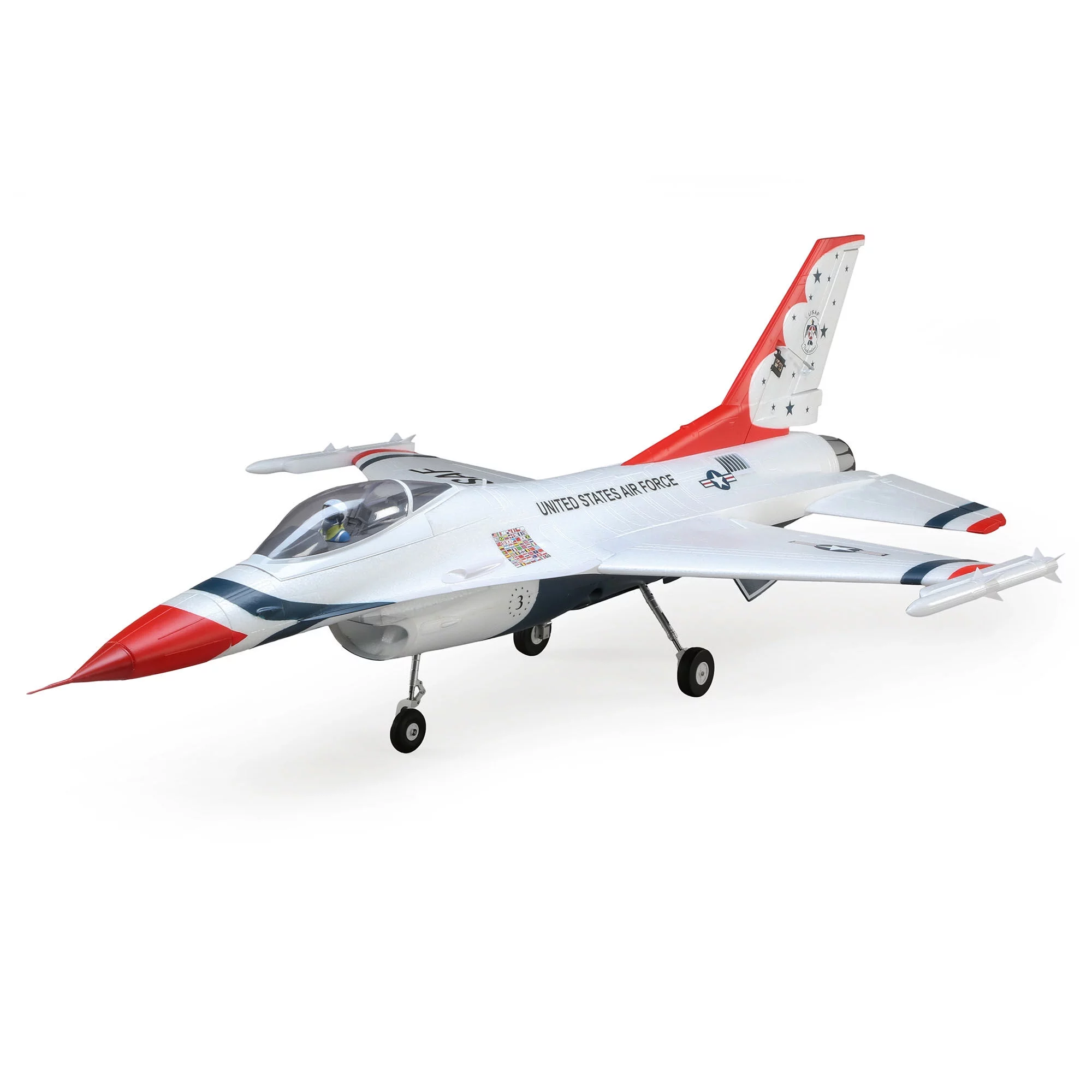 E-flite RC Airplane F-16 Thunderbirds 70mm EDF Jet BNF Basic Transmitter Battery and Charger Not Included EFL178500