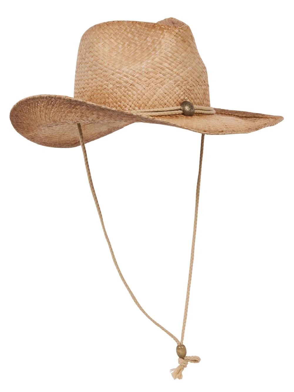 Outback Cowboy Tea Stained Raffia Straw Hat-Natural Off Tea Stains Plain