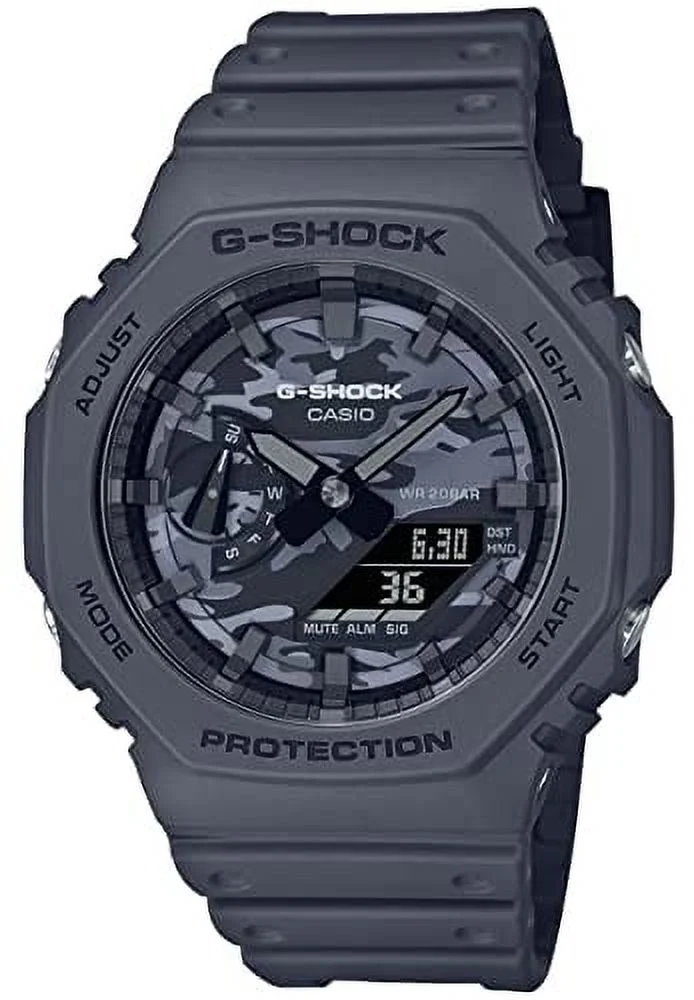 Casio Men's G-Shock Quartz Watch with Plastic Strap, Grey, 21 (Model: GA-2100CA-8AER)