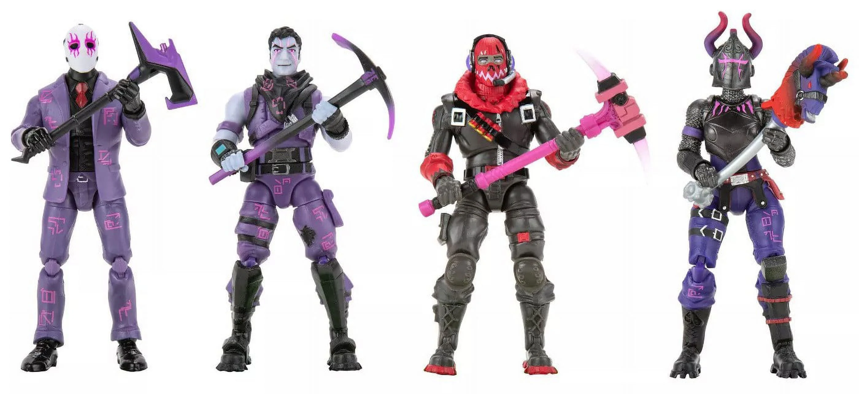 Fortnite Dark Red Knight, Dark WIld Card, Dark Jonesy & Raptor (Glow) Action Figure 4-Pack