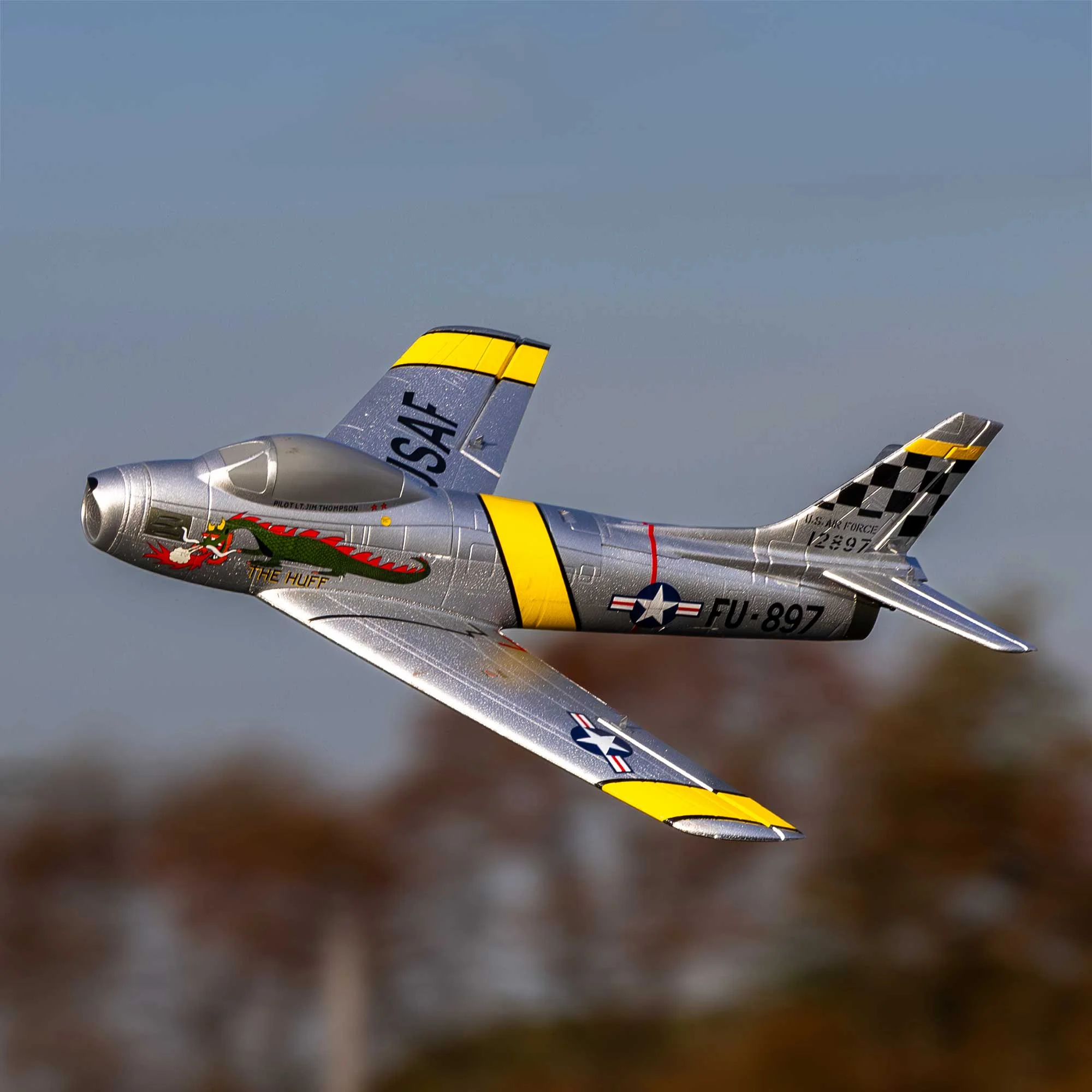 E-flite RC Airplane UMX F-86 Sabre 30mm EDF BNF Basic Transmitter Battery and Charger Not Included EFLU7050