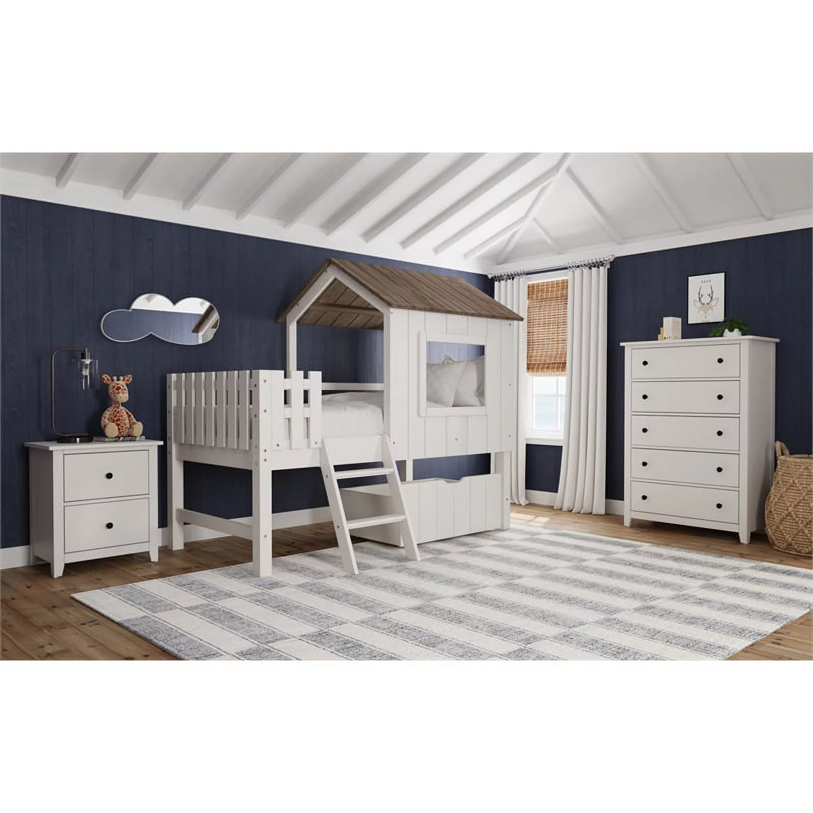 Westwood Design Lodge 5-Drawer Farmhouse Wood Chest in Cream Finish