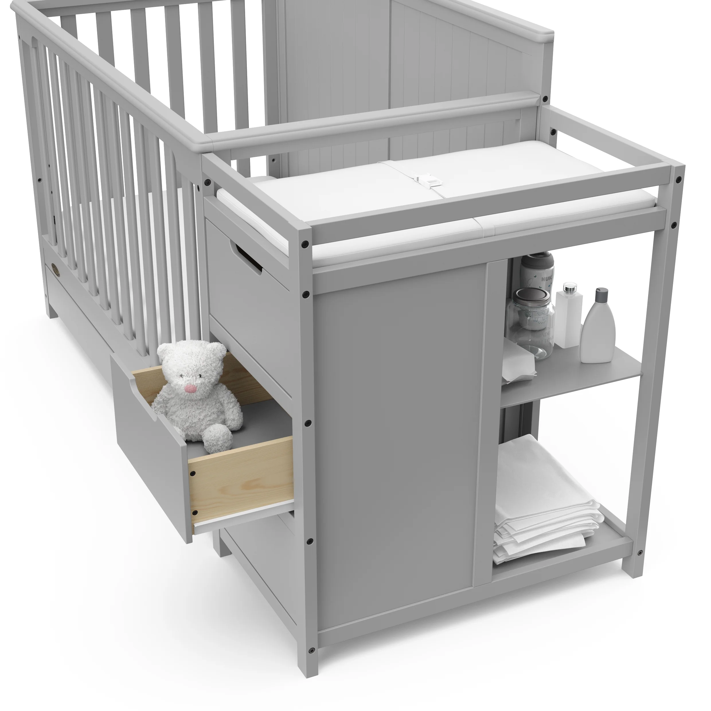 Graco Hadley 5-in-1 Convertible Crib and Changer with Drawer, Pebble Gray