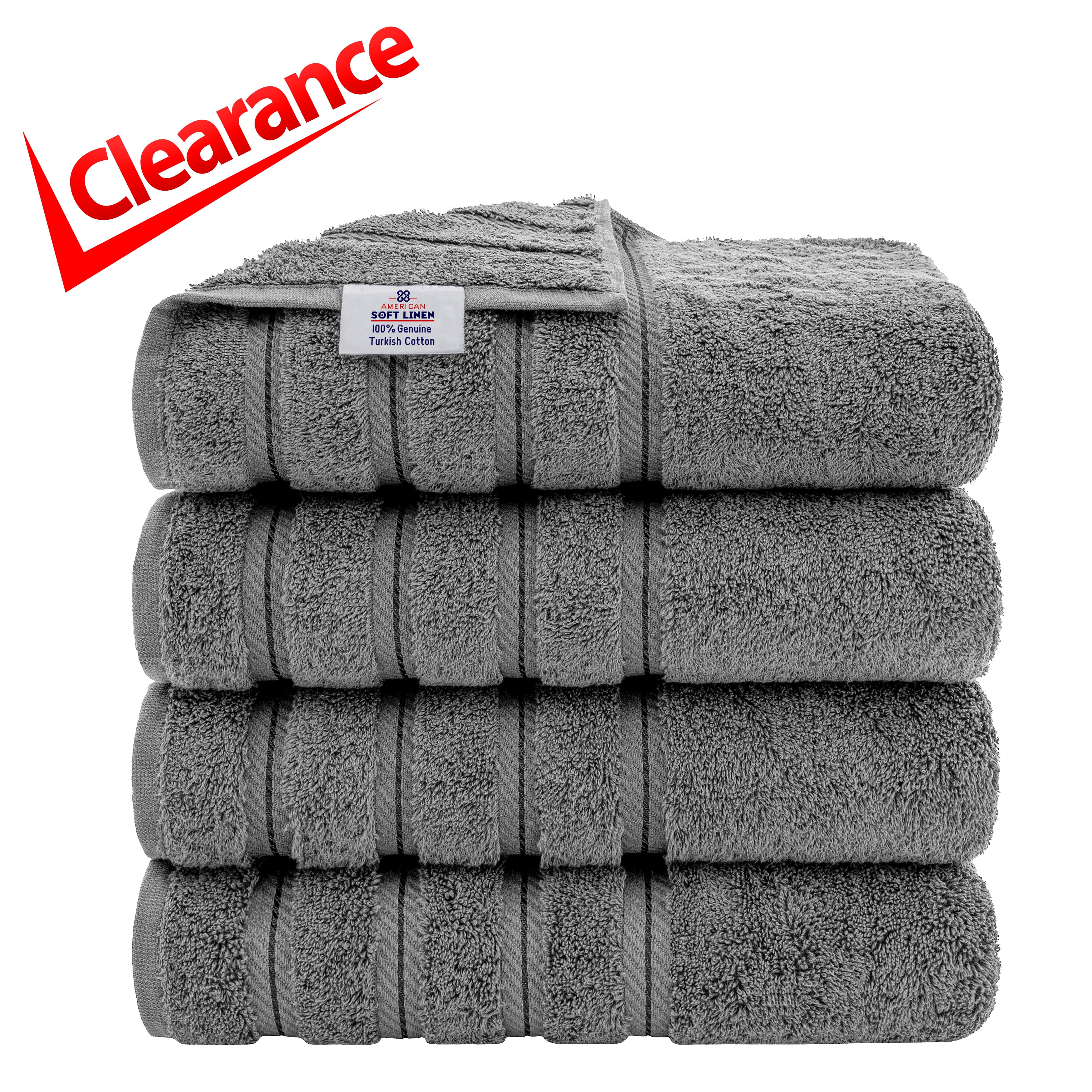 American Soft Linen Gray Bath Towel Set 100% Turkish Cotton Towels for Bathroom 4 Piece