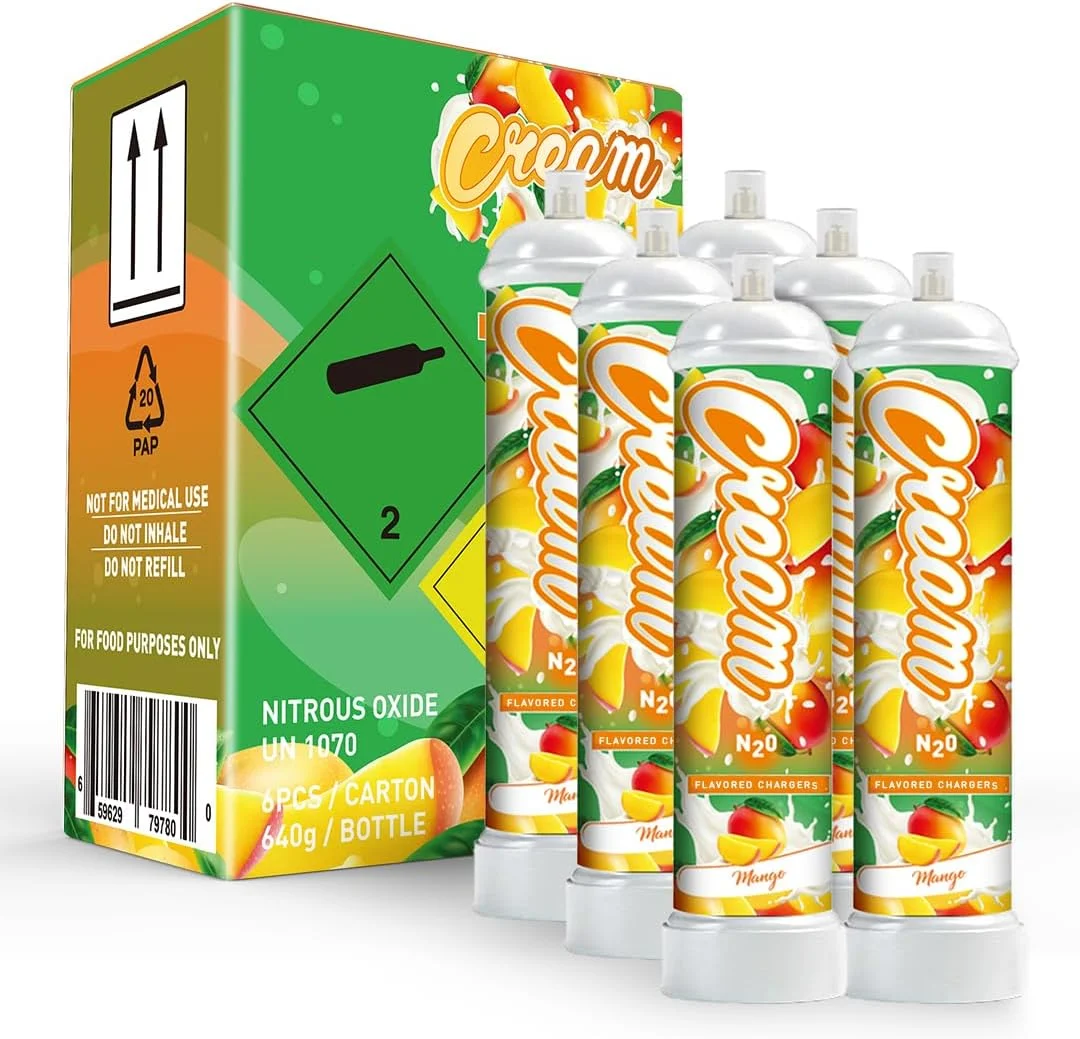 CREAM N2O Nitrous Oxide Whipped Cream Charger (Mango, 1pc, 640g 1.1L) - Nitrous Tank Whip Cream Charger, Nitrous Oxide Canister, N20 Whipped Cream Chargers, Whip It NO2 Cartridges, Nitrous Oxide Tank