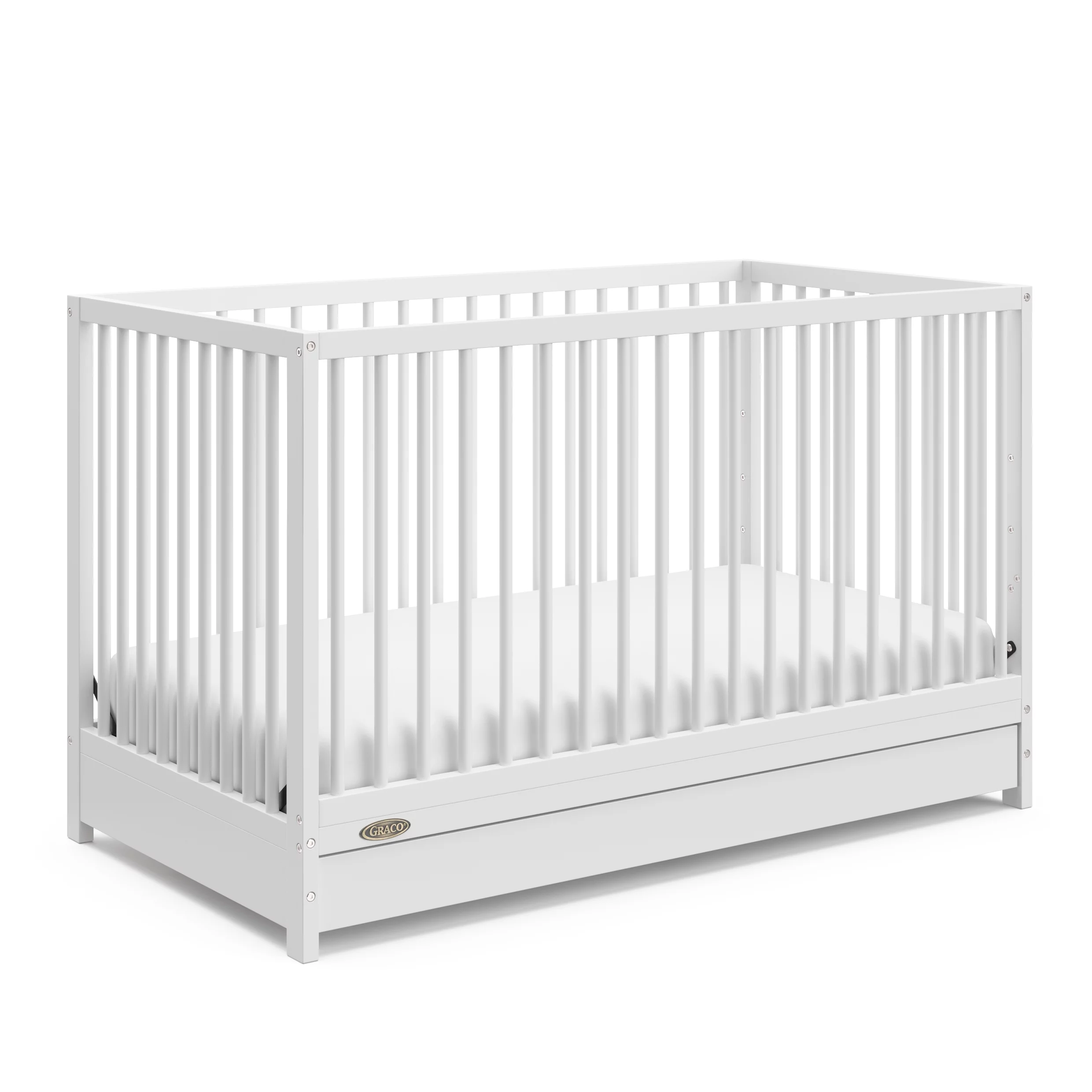 Graco Teddi 5-in-1 Convertible Baby Crib with Drawer, White