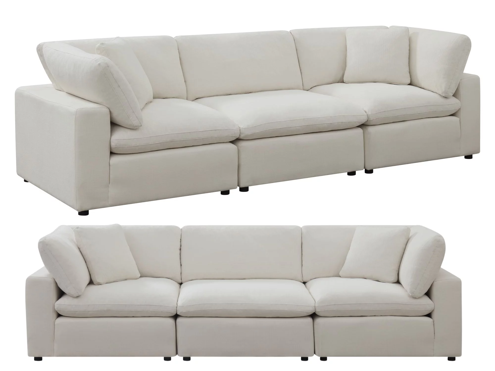 Cloud Down Modular Sectional Sofa 4-Piece Reversible Chaise Feather Couch