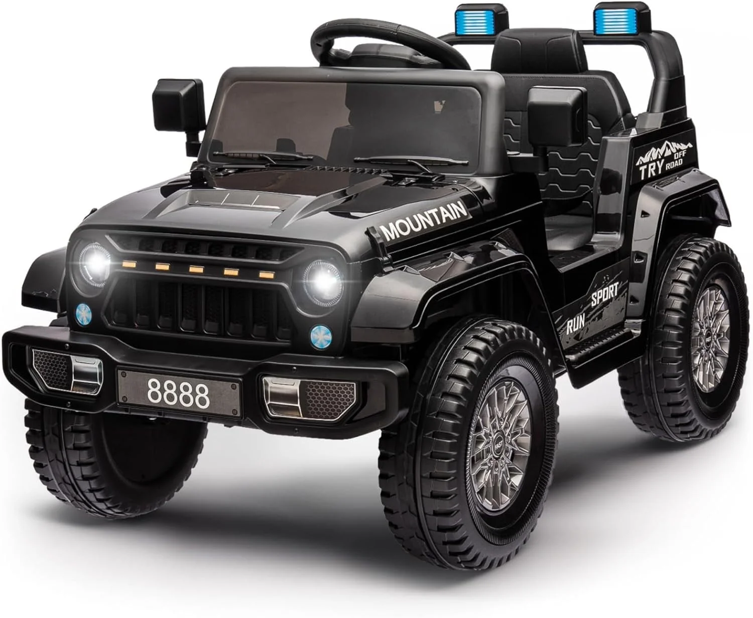 TEOAYEAH 2X35W Ride on Truck Car, 12V Electric Vehicle Toy w/Remote Control, Low Battery Voice Prompt, Wireless Music, Black