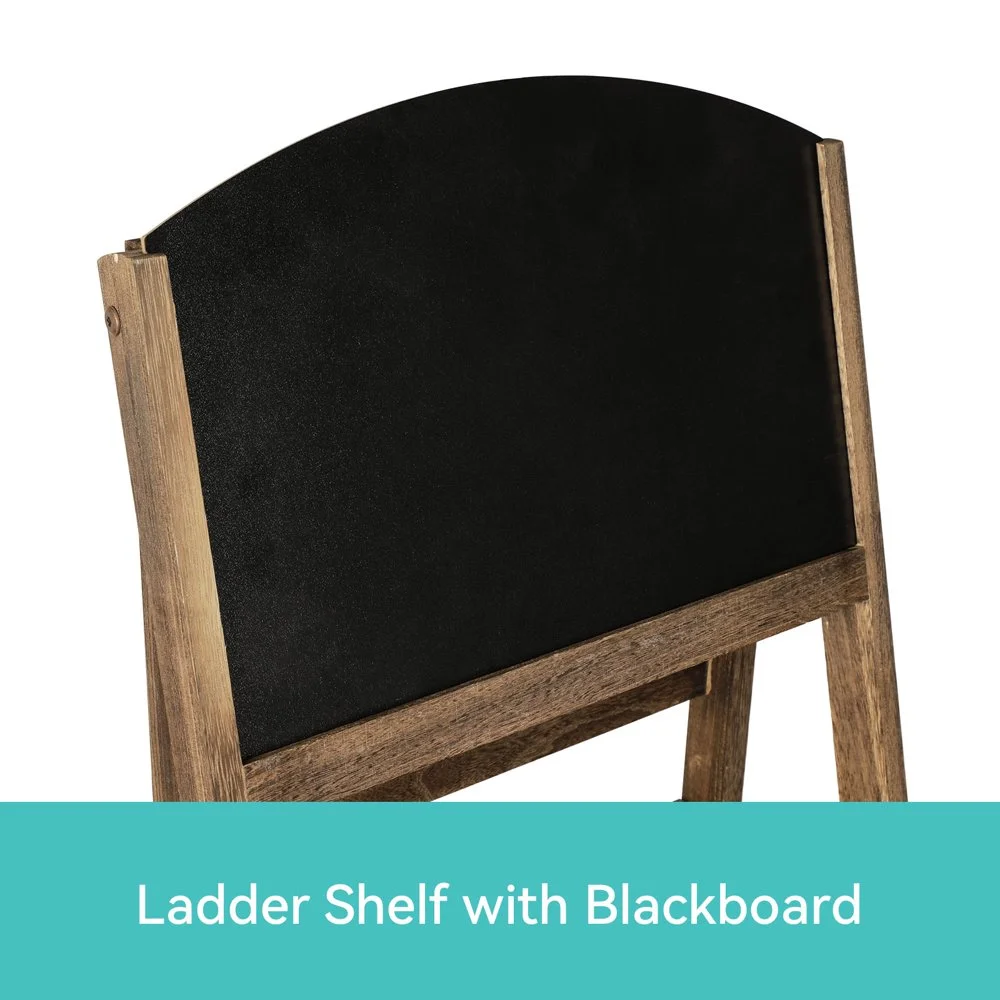 leecrd Wooden 4-Tier Ladder Shelf Foldable Bookshelf Plant Stand Display Shelf  Black