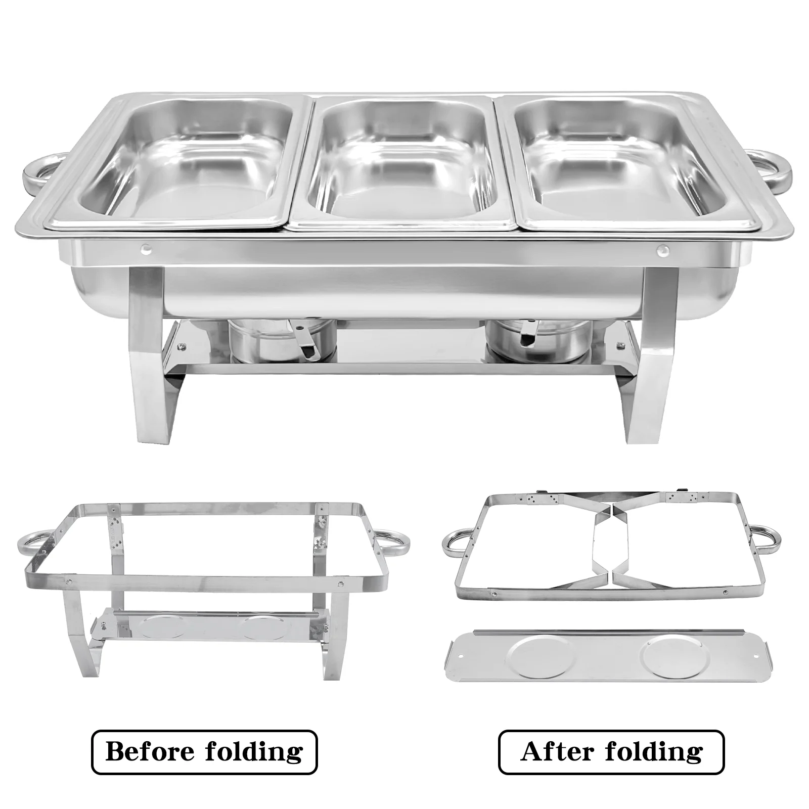 JSTUOKE 8QT Chafing Dish Buffet Set 1/3 Food Pan Stainless Steel 4 Pack for Catering Party