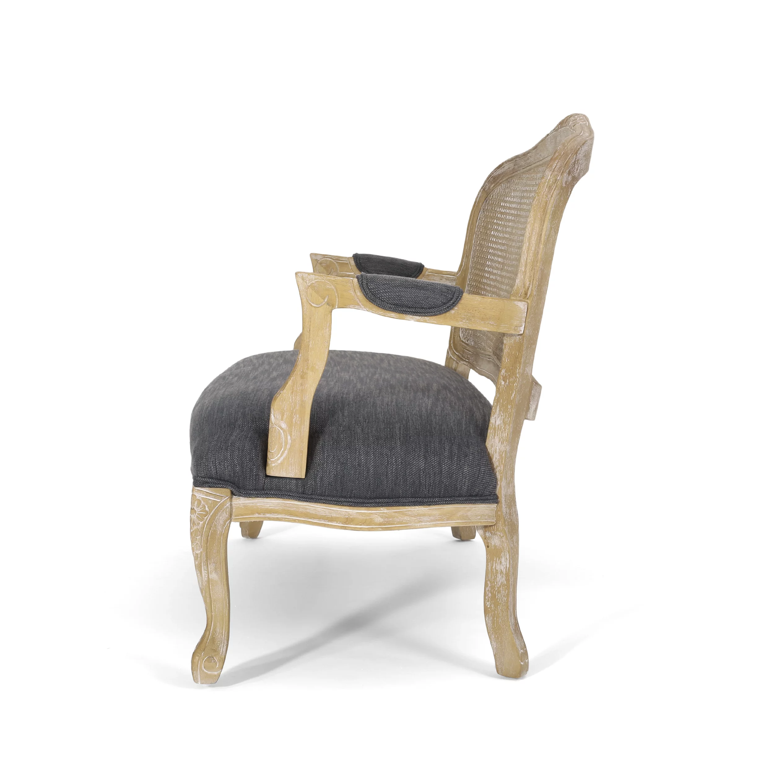 Wistar French Country Wood and Cane Loveseat, Charcoal and Natural