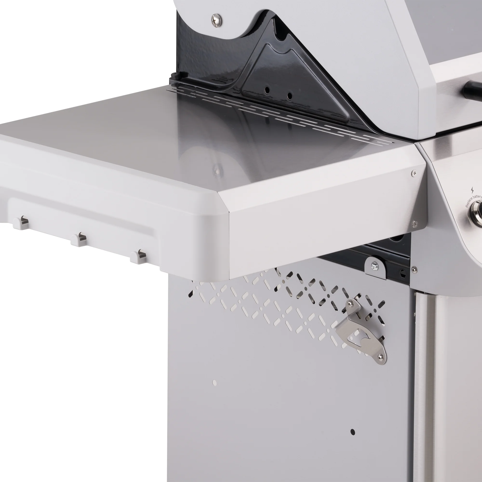 Mesa 4-Burner Propane Gas Grill in Stainless Steel with Clear View Lid, Side Burner and LED Controls