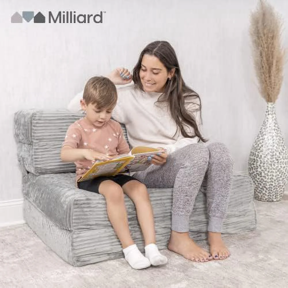 YZboomLife Tri Folding Sofa Mattress  2024 Edition  Memory Foam Foldable Mattress with Ultra Soft & Washable Ribbed Fur Cover  Twin Size (Grey)