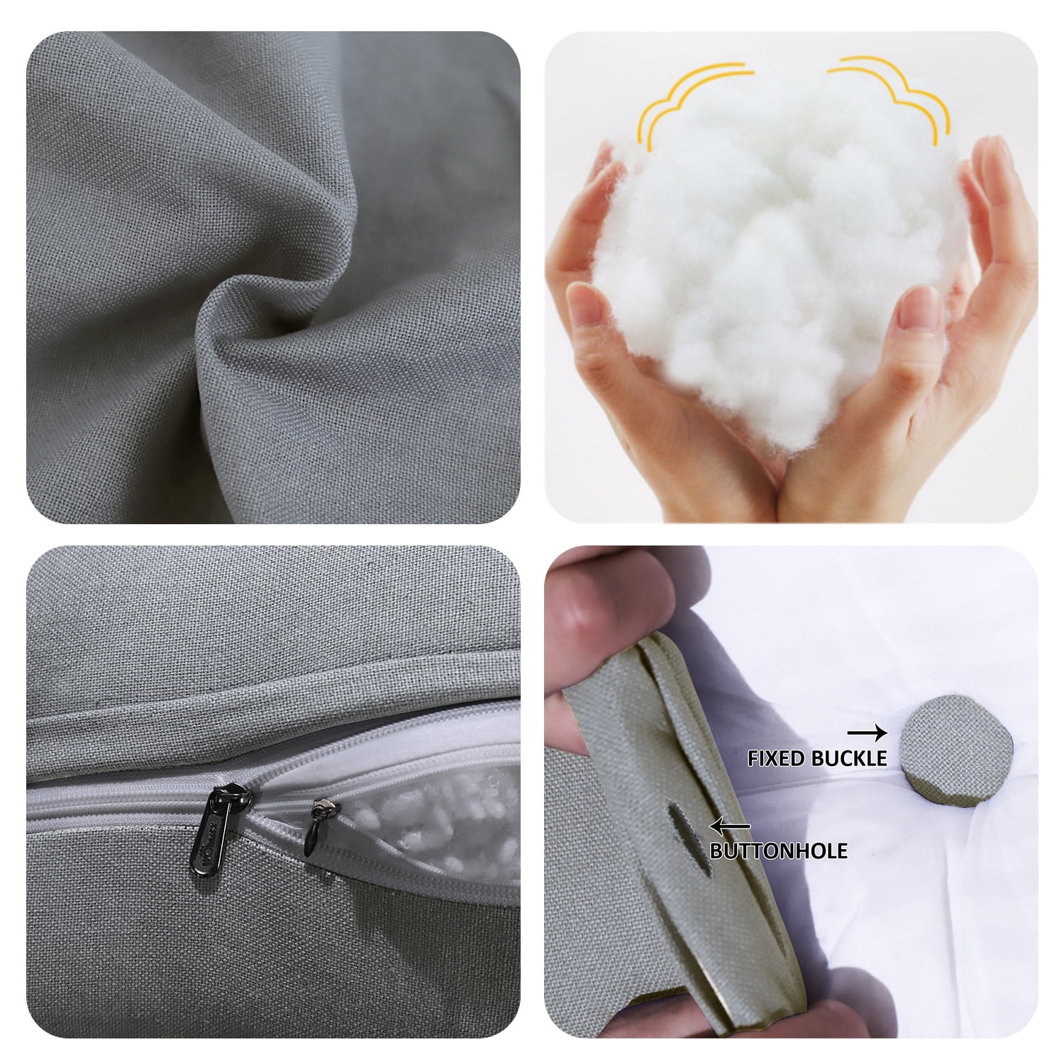 Johnear Large Headboard Reading Pillow Cotton Linen Daybed Cushion Backrest Bolster Pillow Triangular Wedge Support Positioning for Bed Sofa Rest (gray, King)