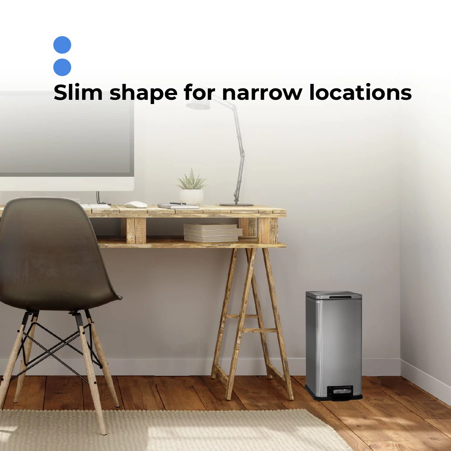 Home Zone Living 4.4 Gallon Kitchen Trash Can, Stainless Steel, 16.7 Liter