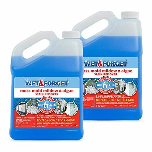 Wet & Forget 800006  Moss, Mold, Mildew & Algae Stain Remover, 1 Gal (Pack of 2)