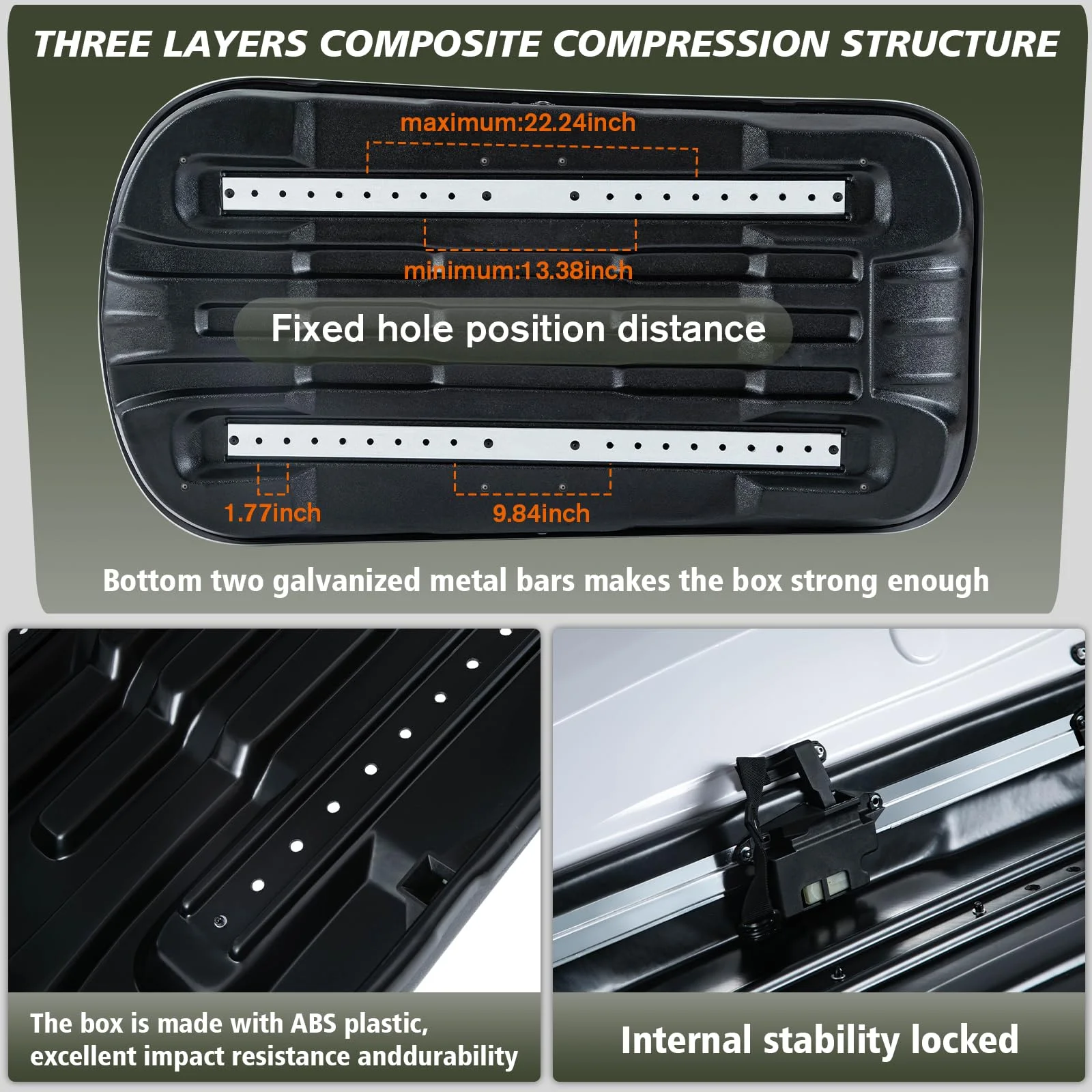Gxcevsou  Rooftop Cargo Carrier Box, Heavy Duty Hard Shell Roof with Security Keys, Waterproof Rooftop Cargo Box, 56 (L) x 30 (W) x 13.7(H) Inches, 13 Cubic Feet (Tool-Free Install), White