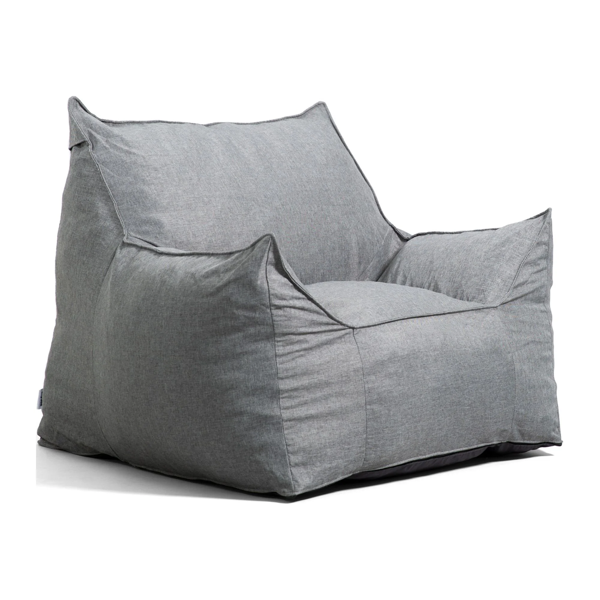 Big Joe Imperial Lounger Foam Filled Bean Bag Armchair with Removable Cover, Gray Union, Durable Woven Polyester, 4 feet Big