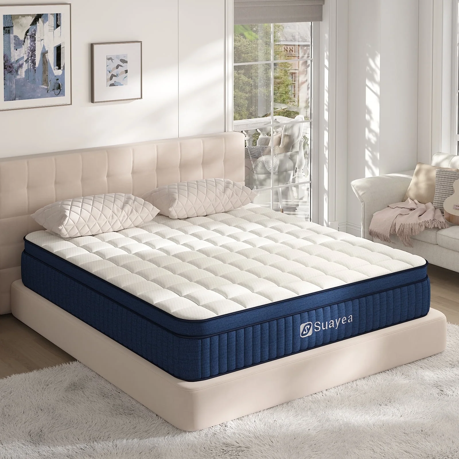 SUAYEA Full Mattress,10 Inch Full Size Mattress in a Box,Hybrid Mattress Full Size, Ultimate Motion Isolation with Gel Memory Foam and Pocket Spring, Medium Firm Mattress, Edge Support