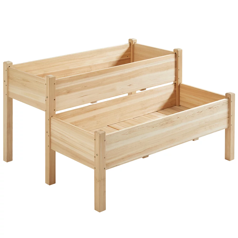 Topeakmart 2-Tier Elevated Wooden Planter Box Raised Garden Bed, 29.5