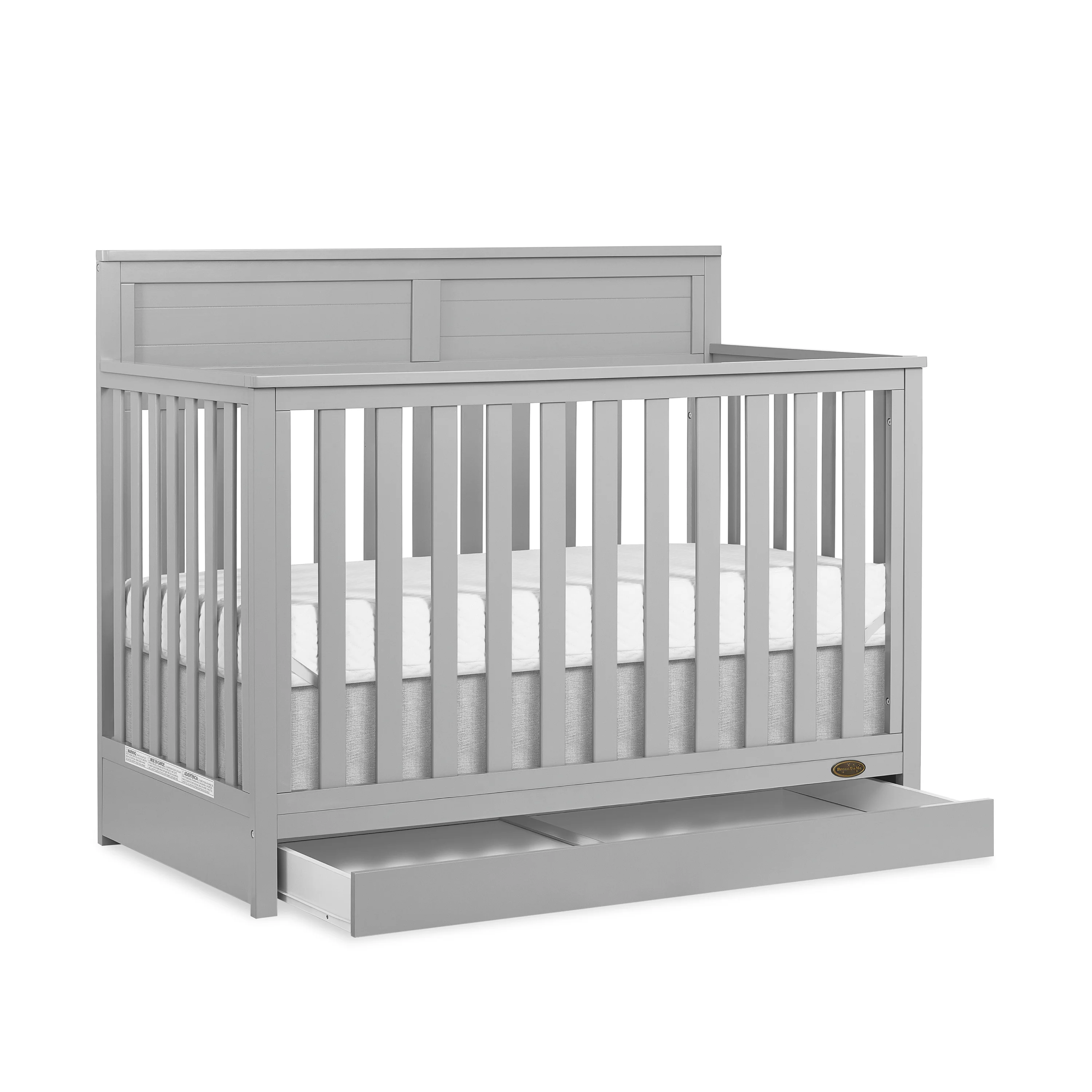 Dream On Me Reign 5 in 1 Convertible Crib with Under Drawer in Pebble Gray