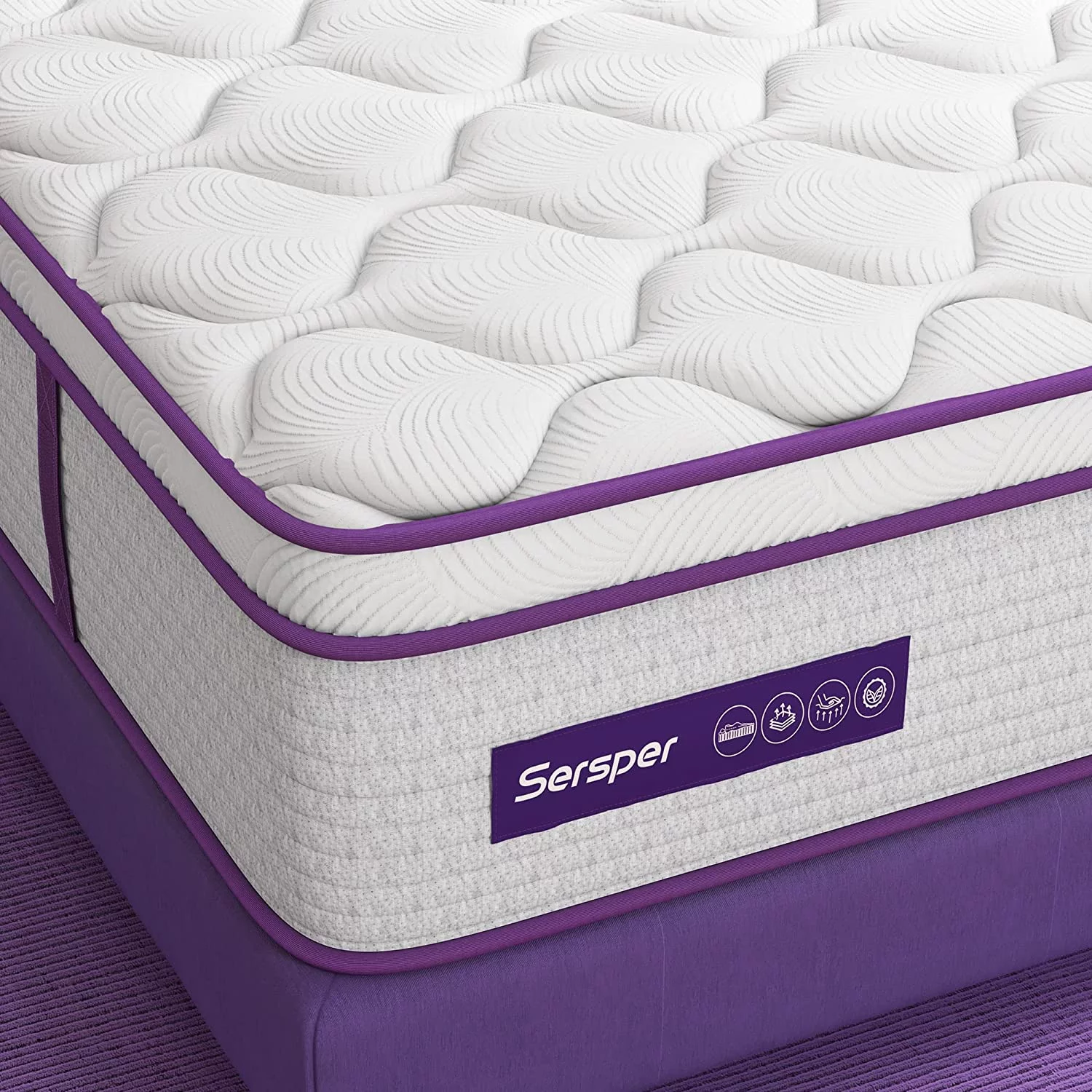 Queen Mattress 12 Inch, Sersper Euro Top Memory Foam Hybrid Queen Mattress, Relieves Pain & Pressure Points, No-Risk 100-Night Trial
