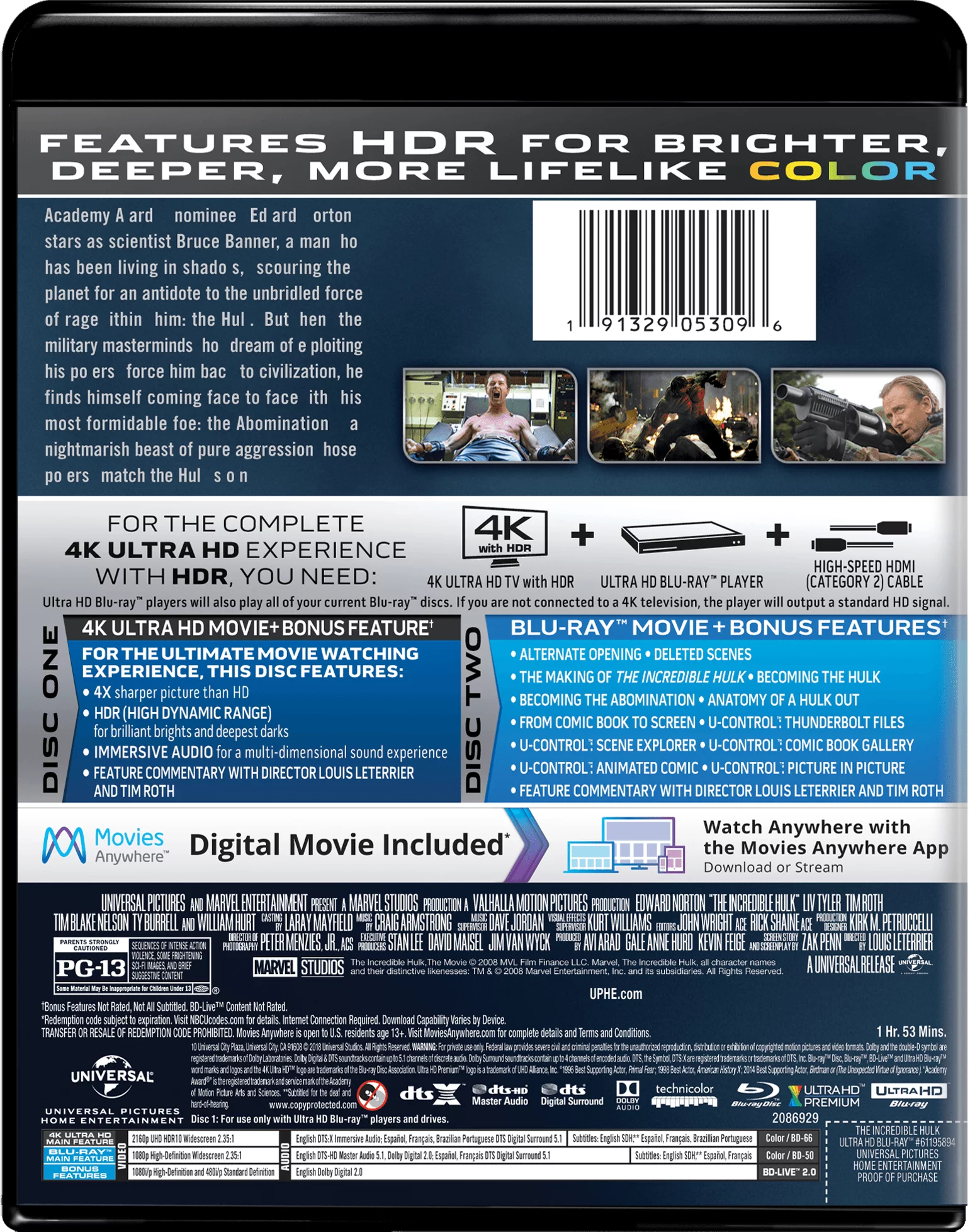 The Incredible Hulk (4K Ultra HD + Blu-ray + Digital Copy)