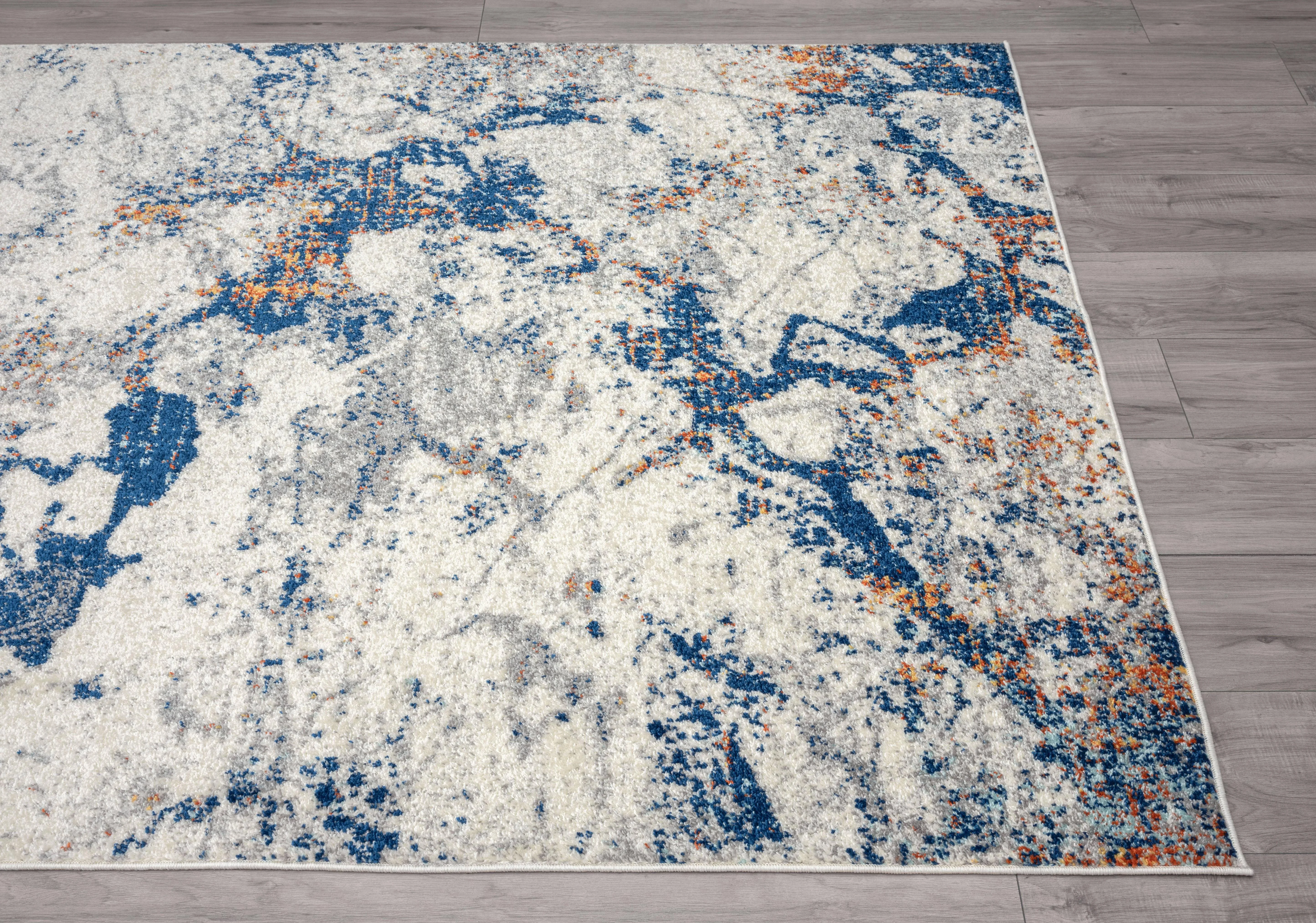 Abani Casa Collection Area Rug Mid Century Modern Bedroom Living Room Decor Floor Rug 8 x 10 Blue Grey