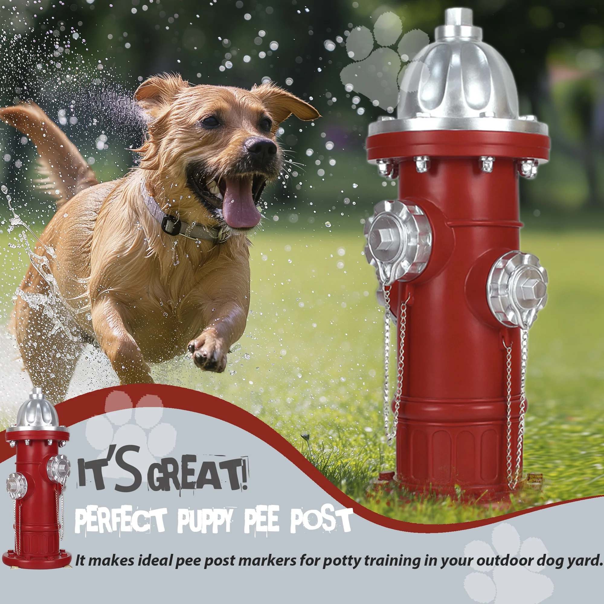 Dog Fire Hydrant Pee Post, Prefdo Puppy Pee Post Training Statue, Indoor Outdoor Fire Hydrant Decor Figurines for Yard Art Garden Lawn,  Gift for Fireman (14.5 inch )