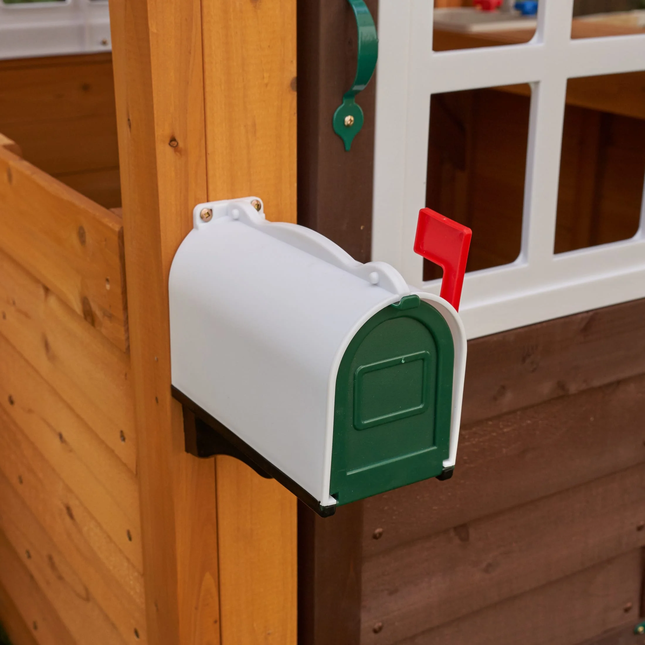 KidKraft Castlewood Wooden Swing Set / Playset with Clubhouse, Mailbox, Slide and Play Kitchen