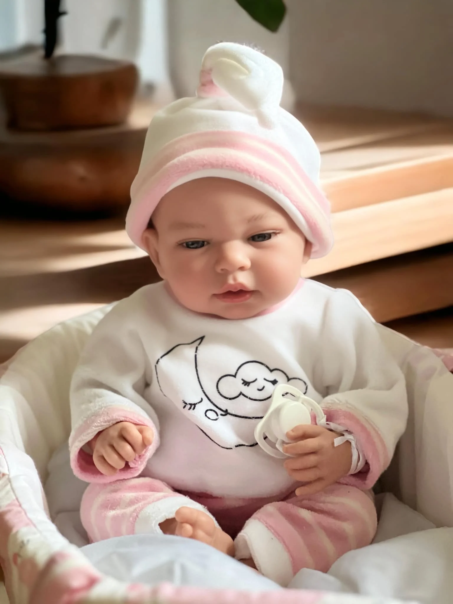 Ann Lauren Dolls 15 inch Baby Girl Doll with Bassinet