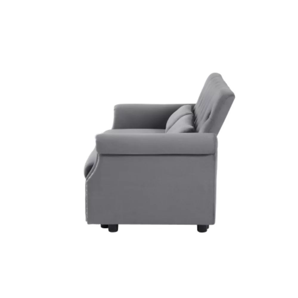 55'' Modern Shiny Velvet Convertible Loveseat Sleeper Sofa Couch w/ 2 Lumbar Pillows, Adjustable Pull-Out Bed and Removable Armrest for Nursery, Living Room, Apartment, Home Office