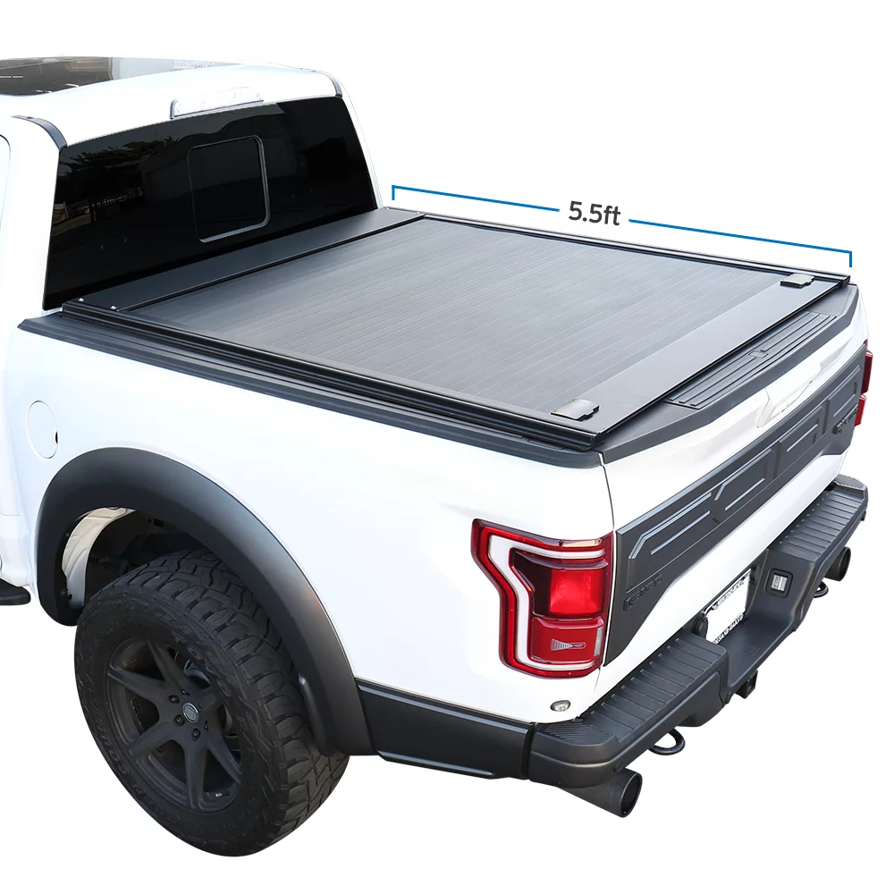 For 2004-2022 Ford F150 5.5ft Short Truck Bed Syneticusa Waterproof Retractable Hard Tonneau Cover Hard Aluminum Low Profile Design