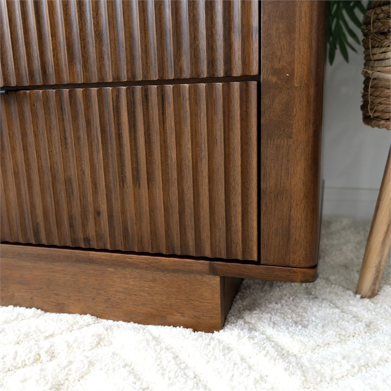 Carla Mid Century Modern Solid Wood Walnut Dresser with 6 Drawers
