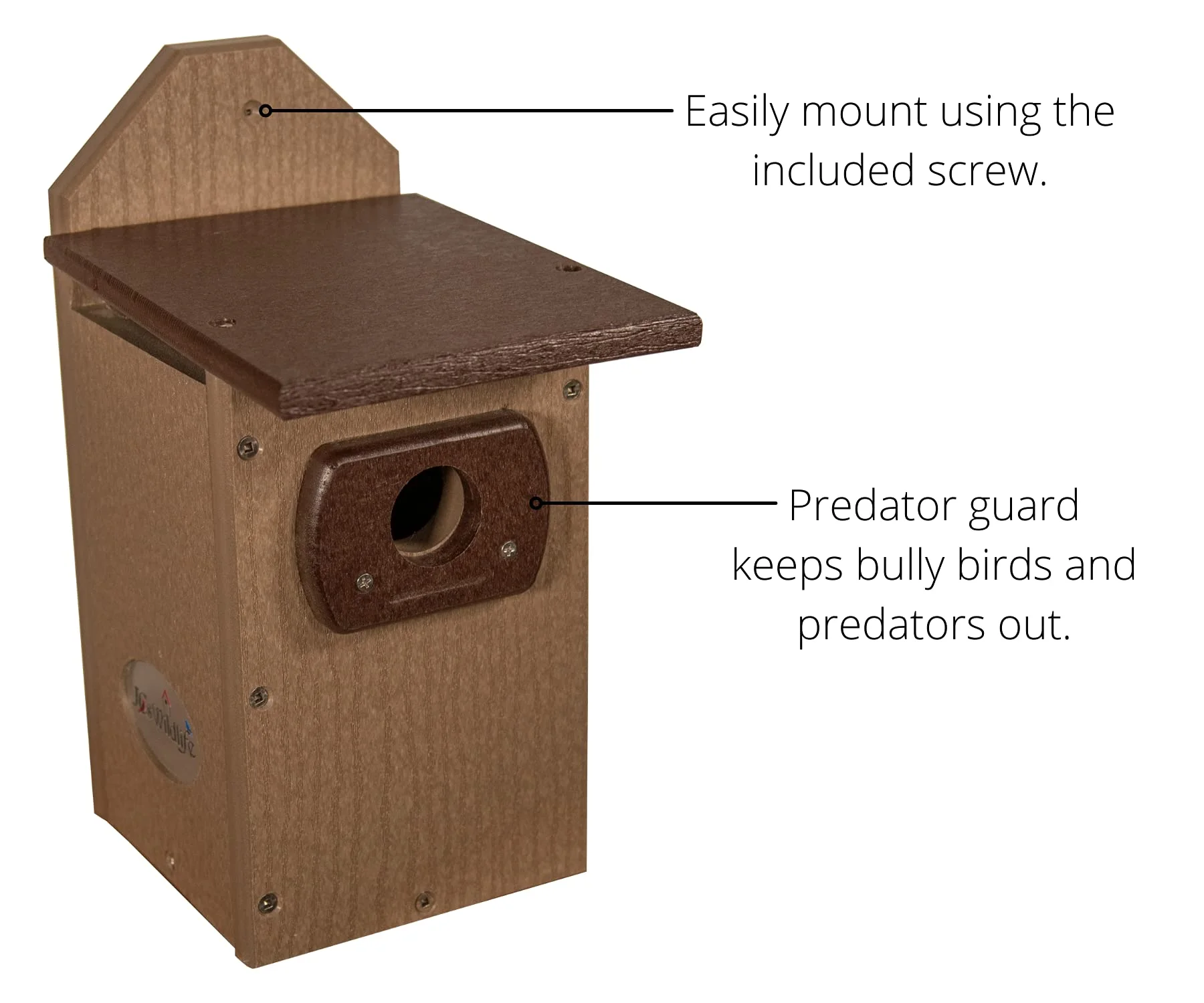 JCs Wildlife Recycled Poly Lumber Standard Bluebird Bird House (Brown and Brown)