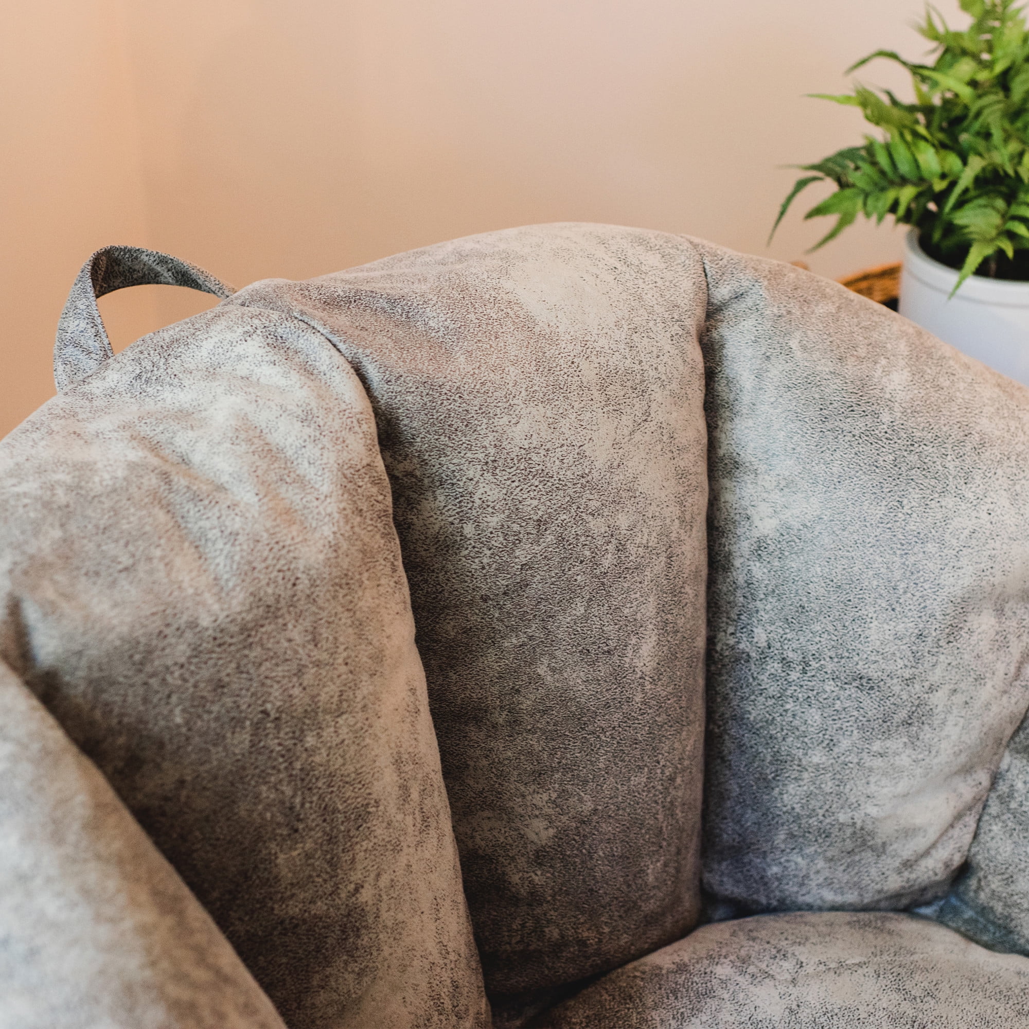 Big Joe Milano Large Bean Bag Chair, Cement Blazer, Vegan Leather Polyester Blend, 3.5 feet Big