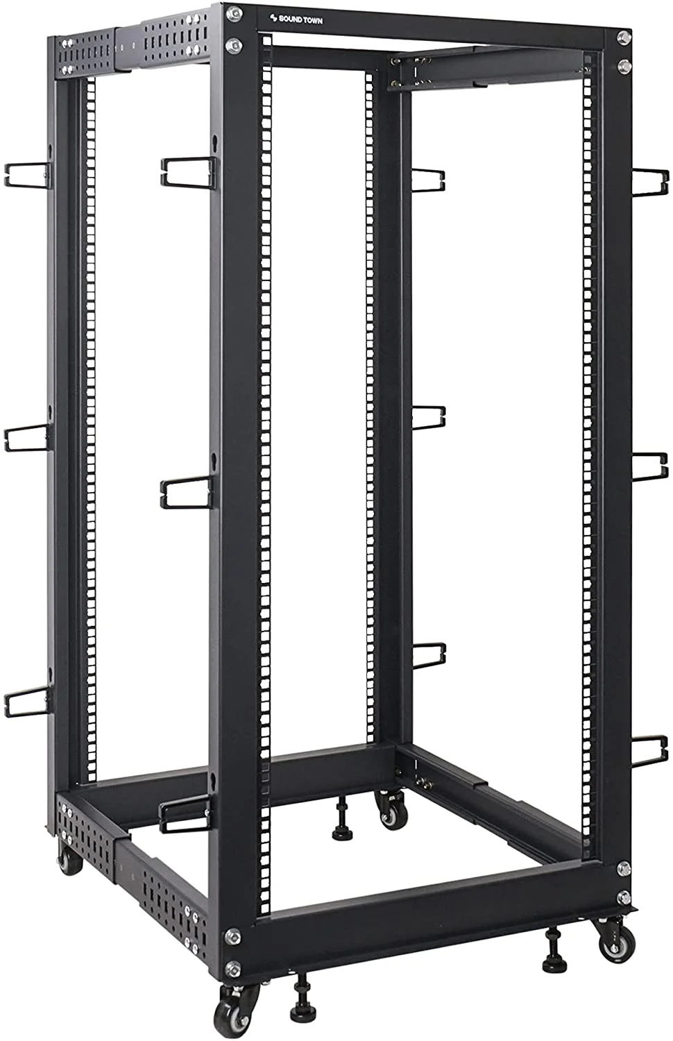 Sound Town 4-Post 25U Open Frame Sever and Network Equipment Rack with Adjustable Depth 22
