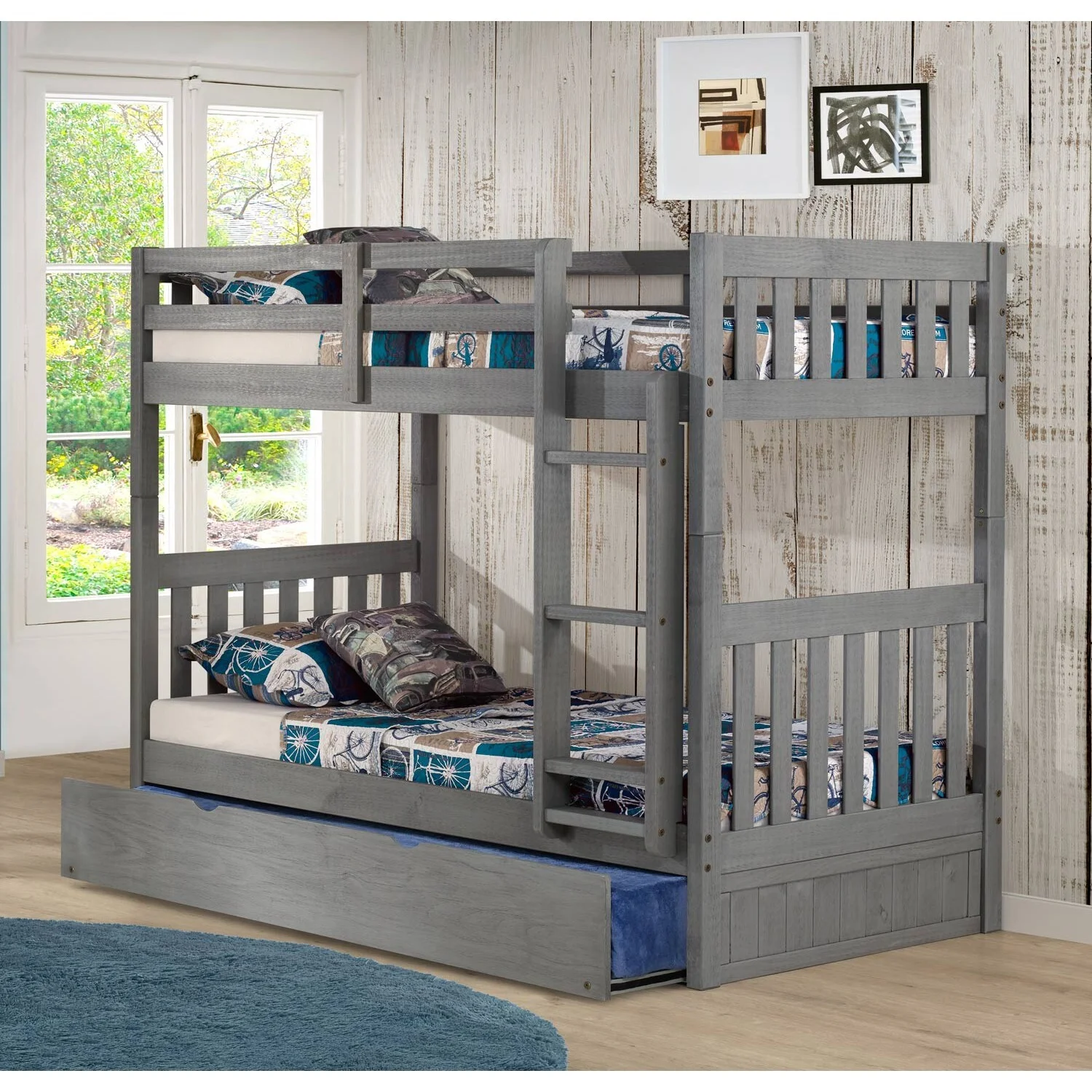 Solid Pine Twin/Twin Bunk Bed with Twin Trundle