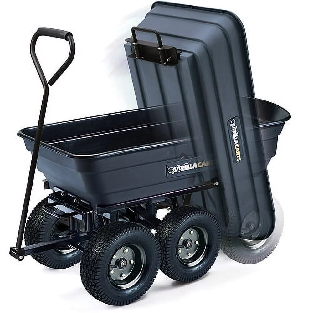 Gorilla Carts GOR200B Poly Garden Dump Cart with Steel Frame and 10-Inch Pneumatic Tires, 600-Pound Capacity, 36-Inch by 20-Inch Bed, Black Finish