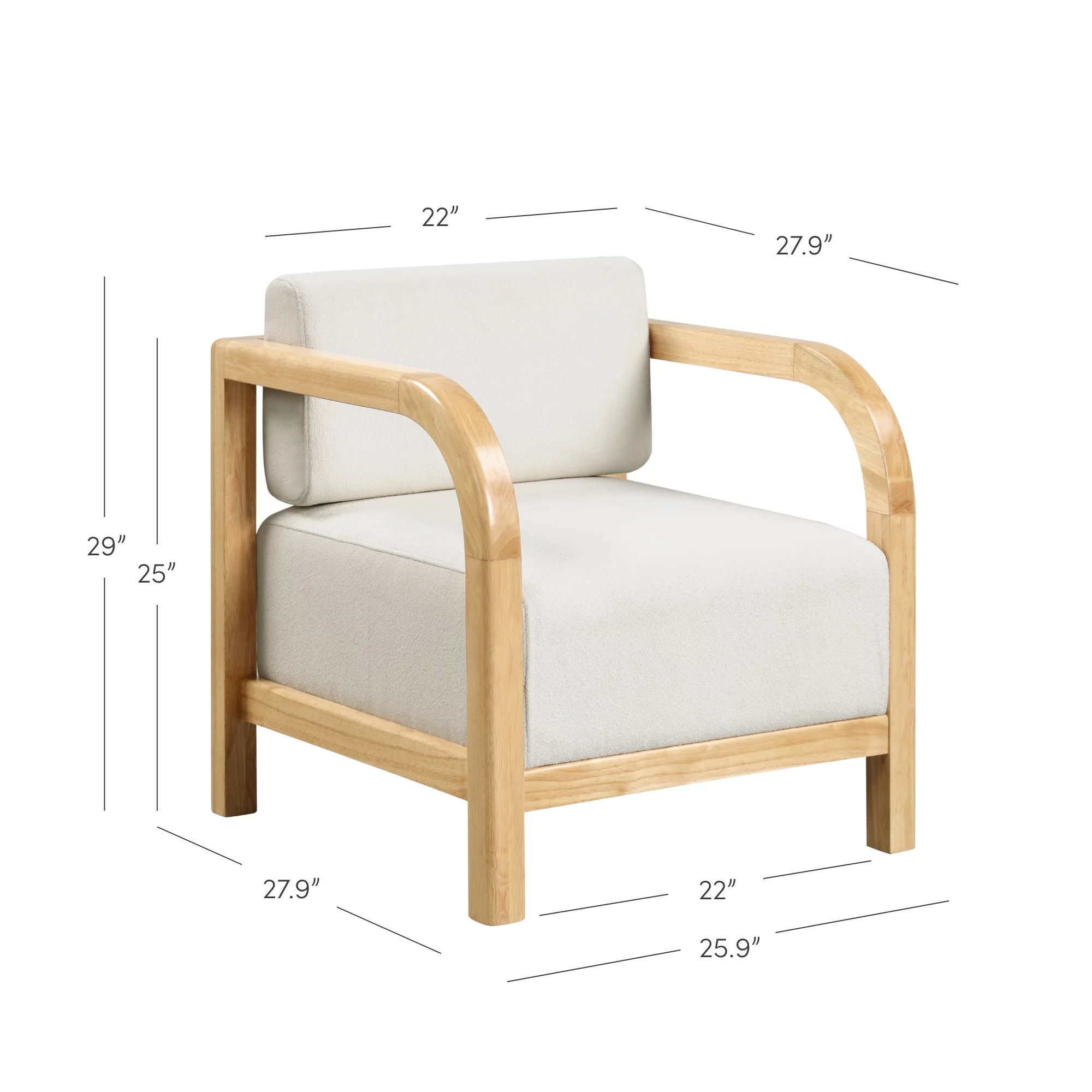 Nathan James Jayden Scandinavian Accent Chair, Boucle Linen Upholstered Bedroom Chair with Solid Wood Frame and Plush Cushioned Seat, Natural Brown