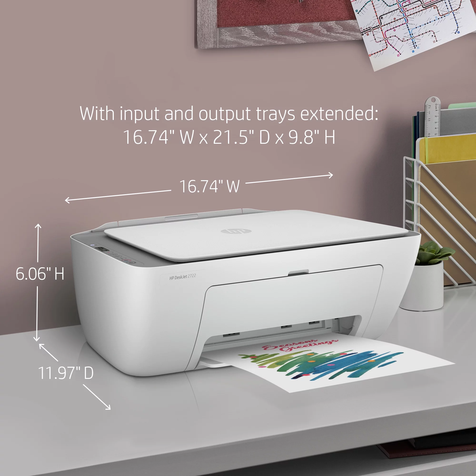 HP DeskJet 2722 All-in-One Printer, White