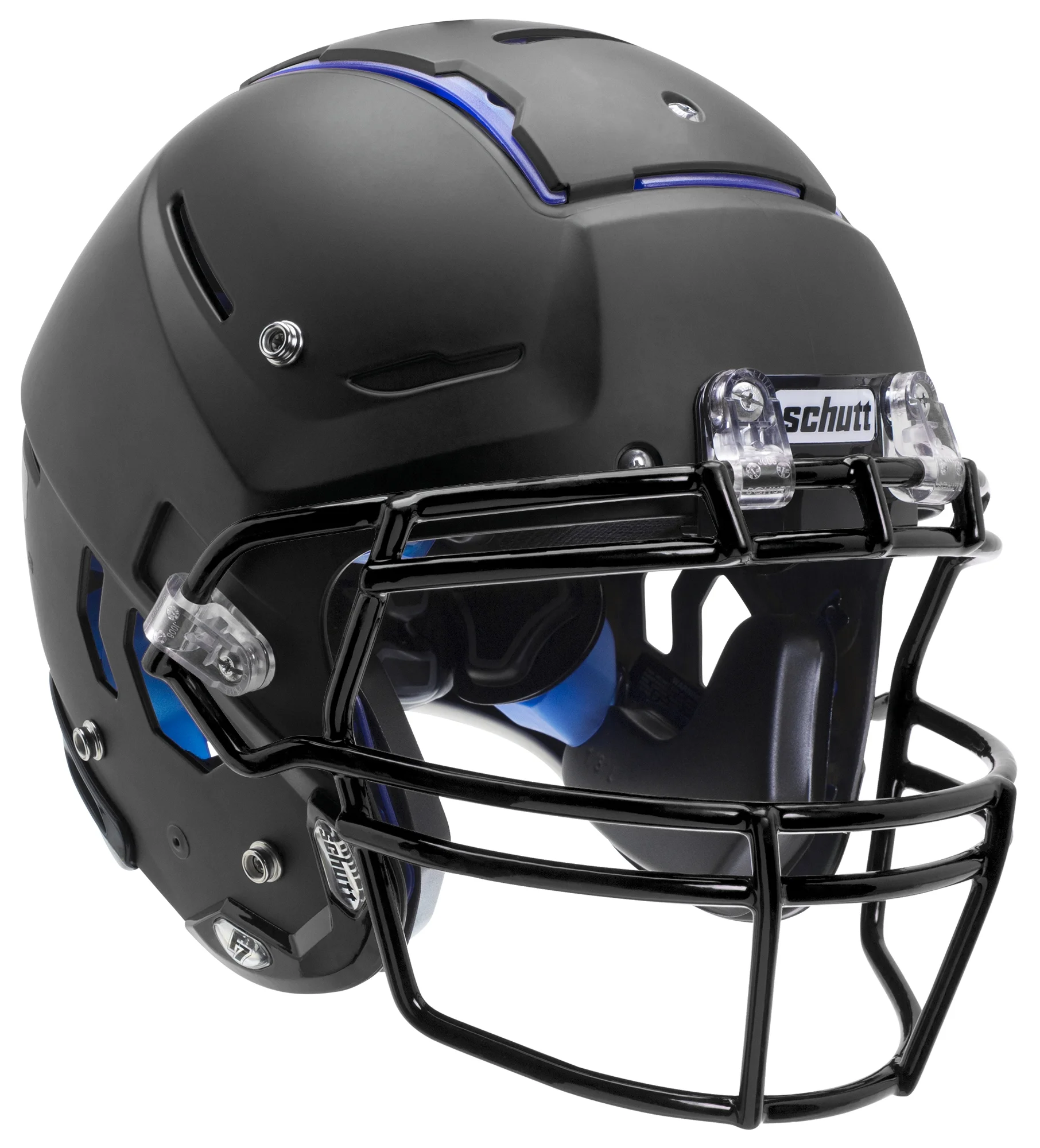 Schutt F7 LX1 Youth Football Helmet w/ attached Carbon Steel Facemask (S, Matte Black, Black ROPO-NB)