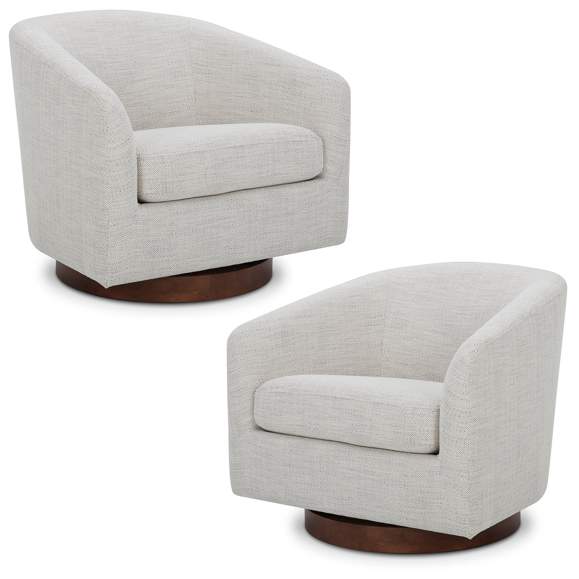 CHITA Swivel Accent Chair Set of 2, Fabric Round Barrel Arm Chair Living Room, Ivory White