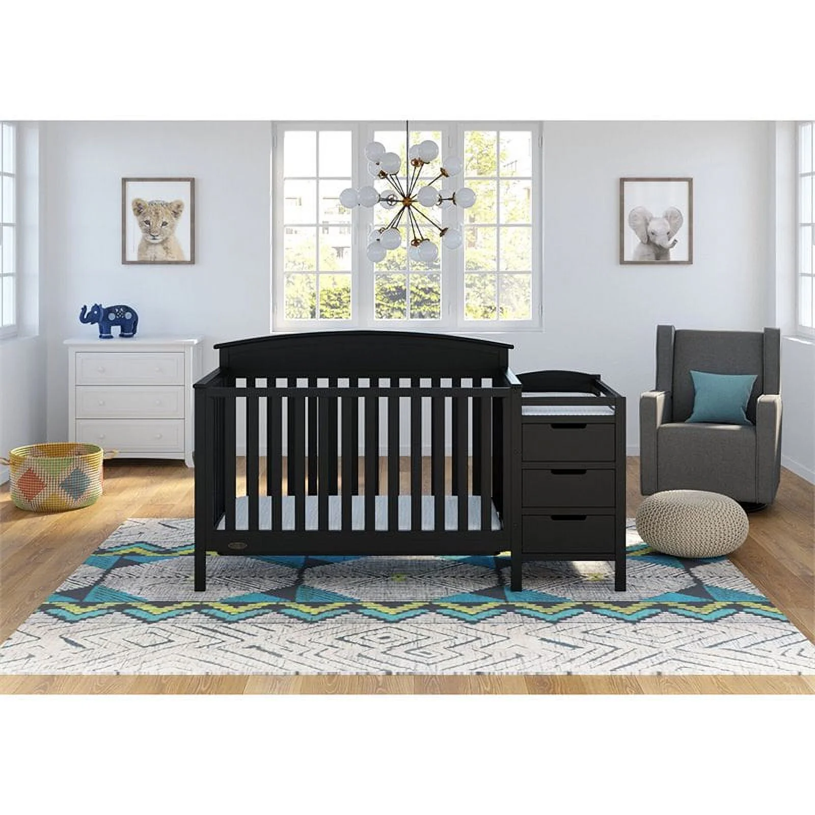Graco Benton 4-in-1 Convertible Baby Crib and Changer, Black